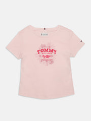 Girls Pink Graphic Regenerative Cotton Casual Knit Top