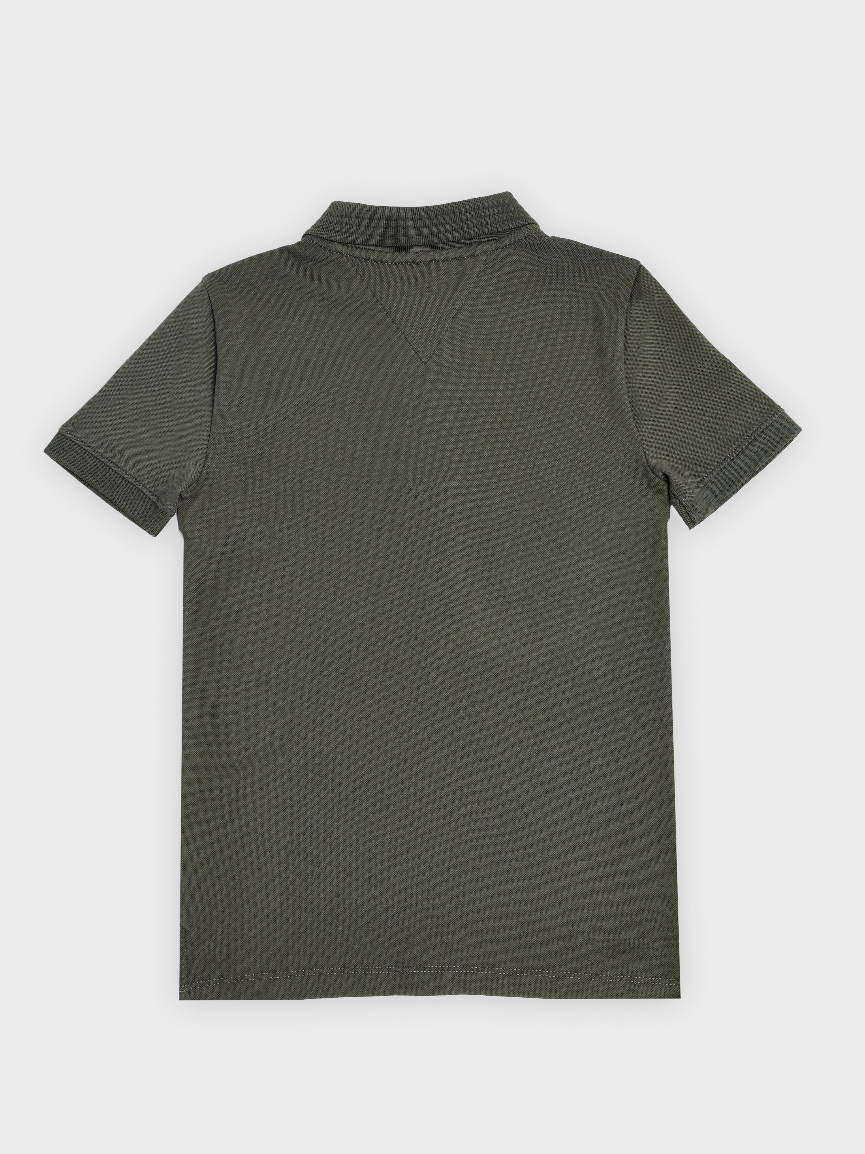 Girls Grey Polo Collar Cotton Blend Casual Knit Top