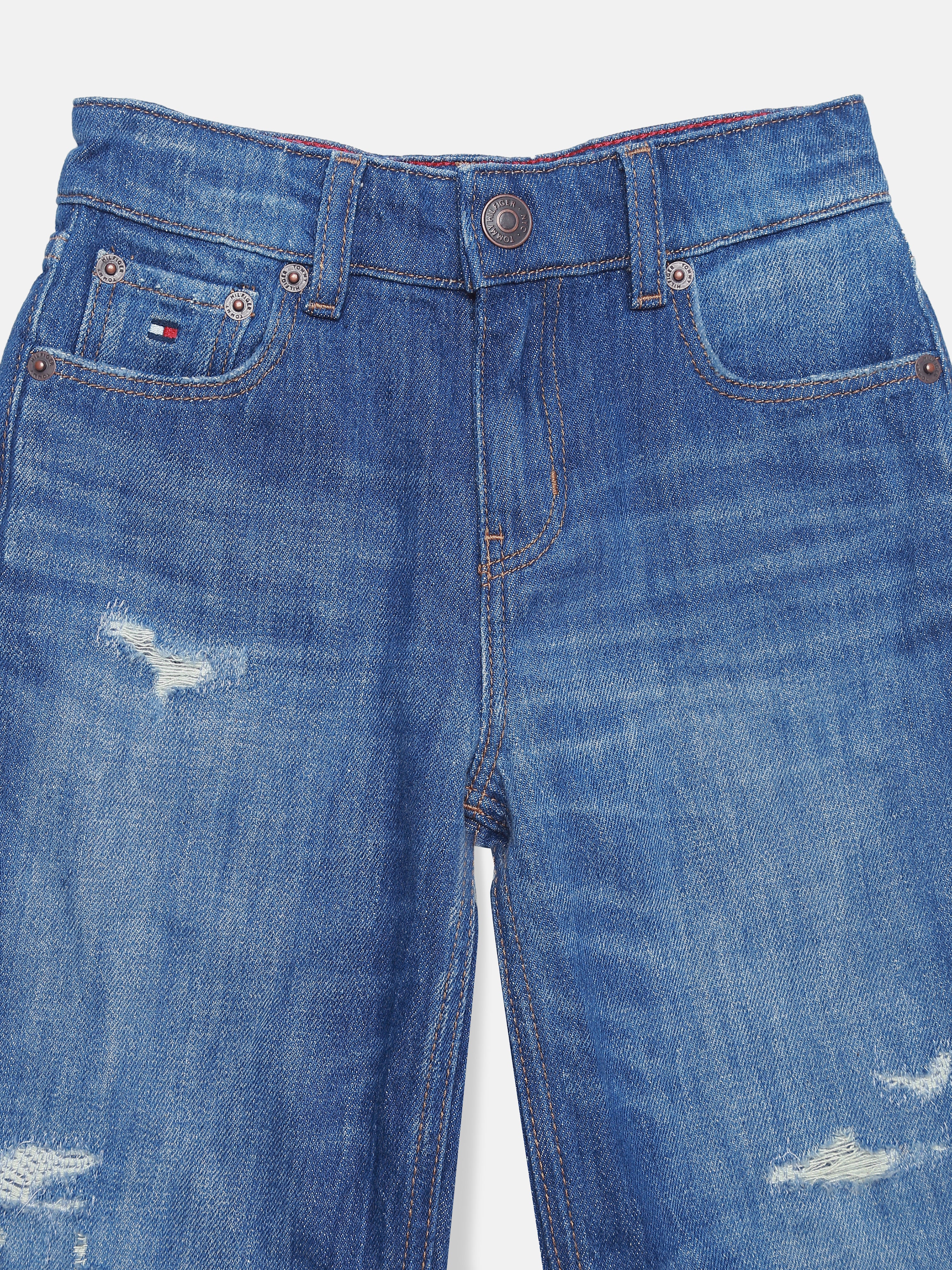Girls Blue Loose Fit Cotton Blend Casual Denim Jeans