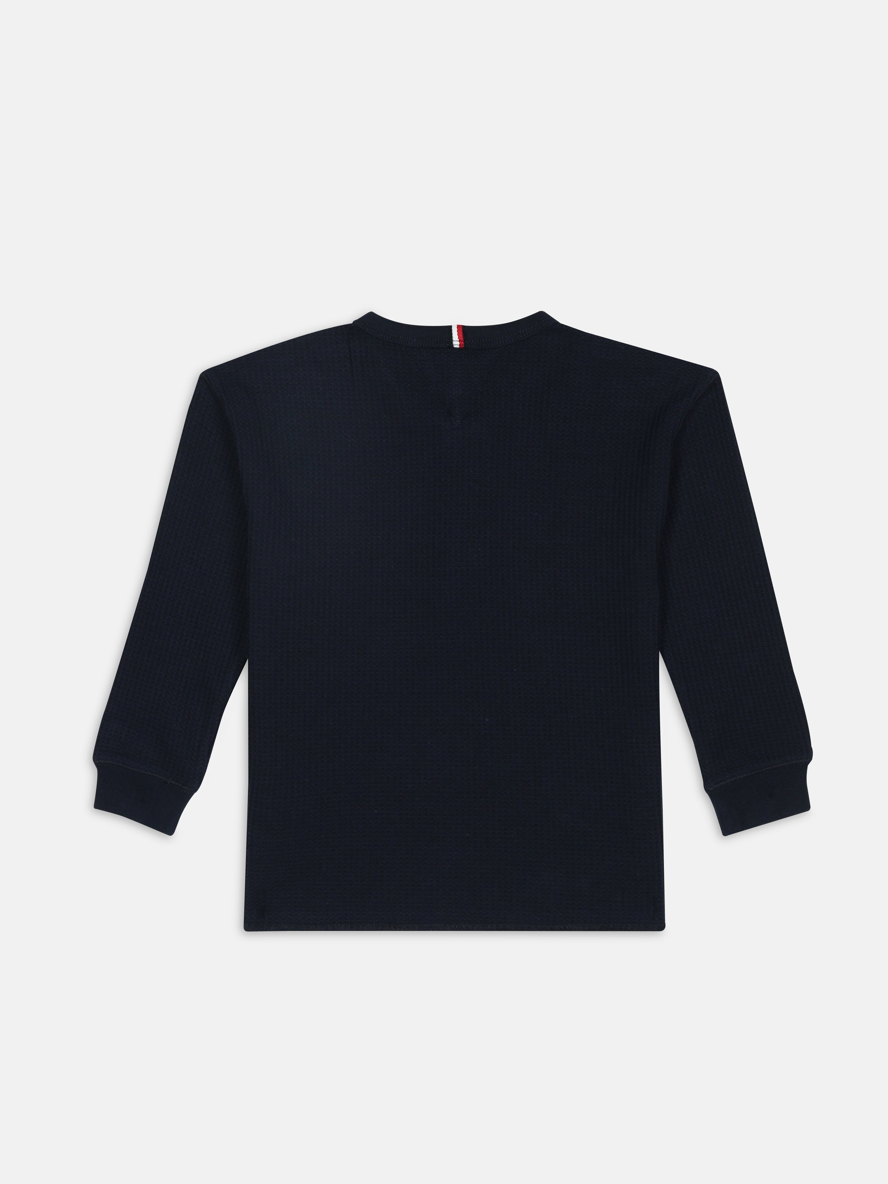 Boys Blue Solid Cotton T-Shirt