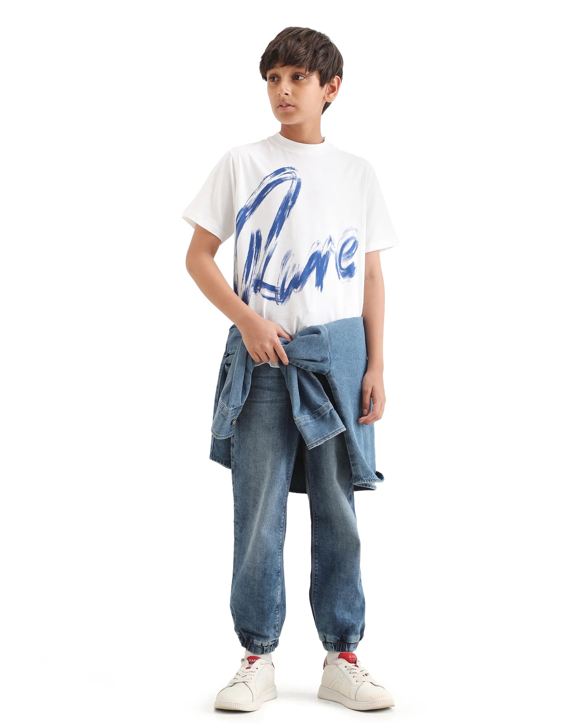 Rare Ones Boys White Pigment Print Regular Fit T-Shirt