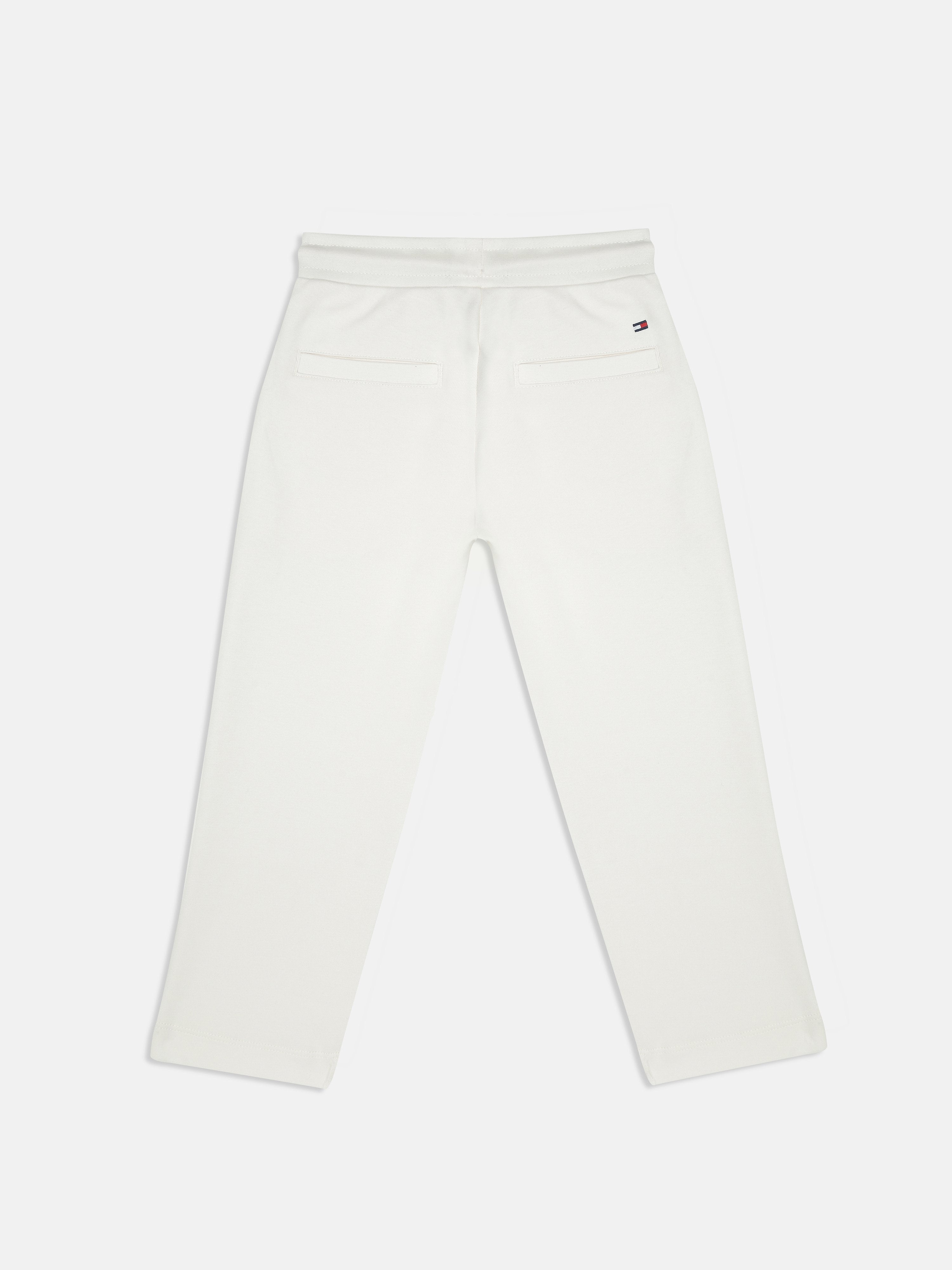 Boys Ancient White Cotton Track Pants with Logo Detail