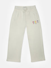 Girls Regular Fit Printed Mid Rise Trackpant Ivory Silk