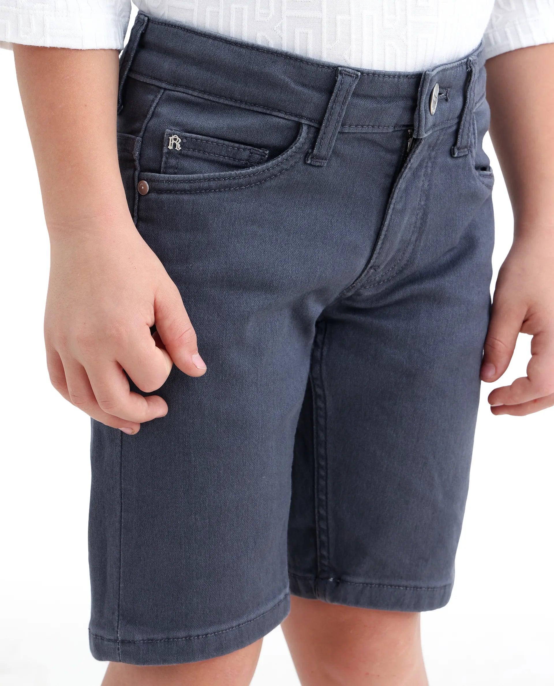 Rare Ones Boys Dell Grey Regular Fit Cotton Blend Shorts