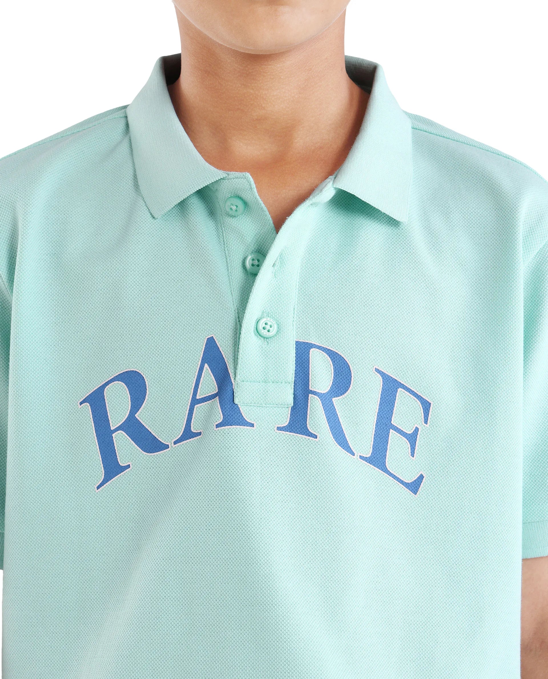 Rare Ones Boys Fluorescent Blue Pigment Print Cotton Polo