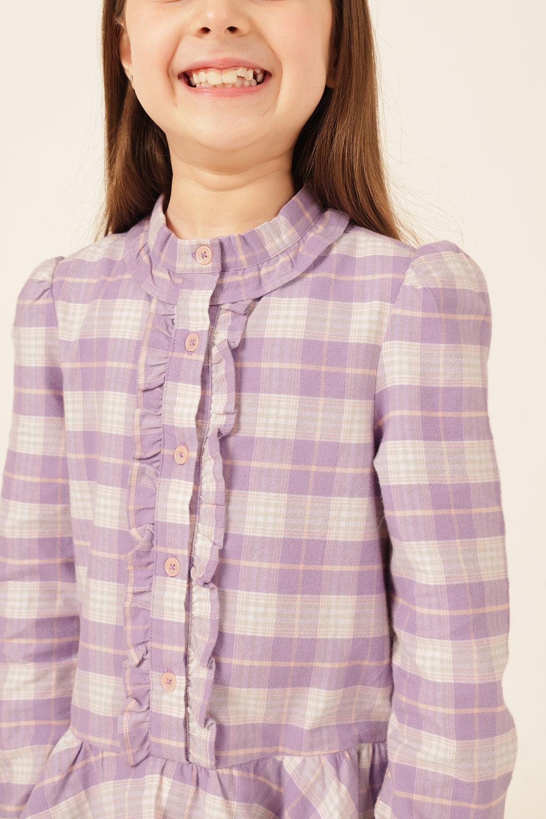 Girls Multi Checked Yarn Dyed Woven Dress