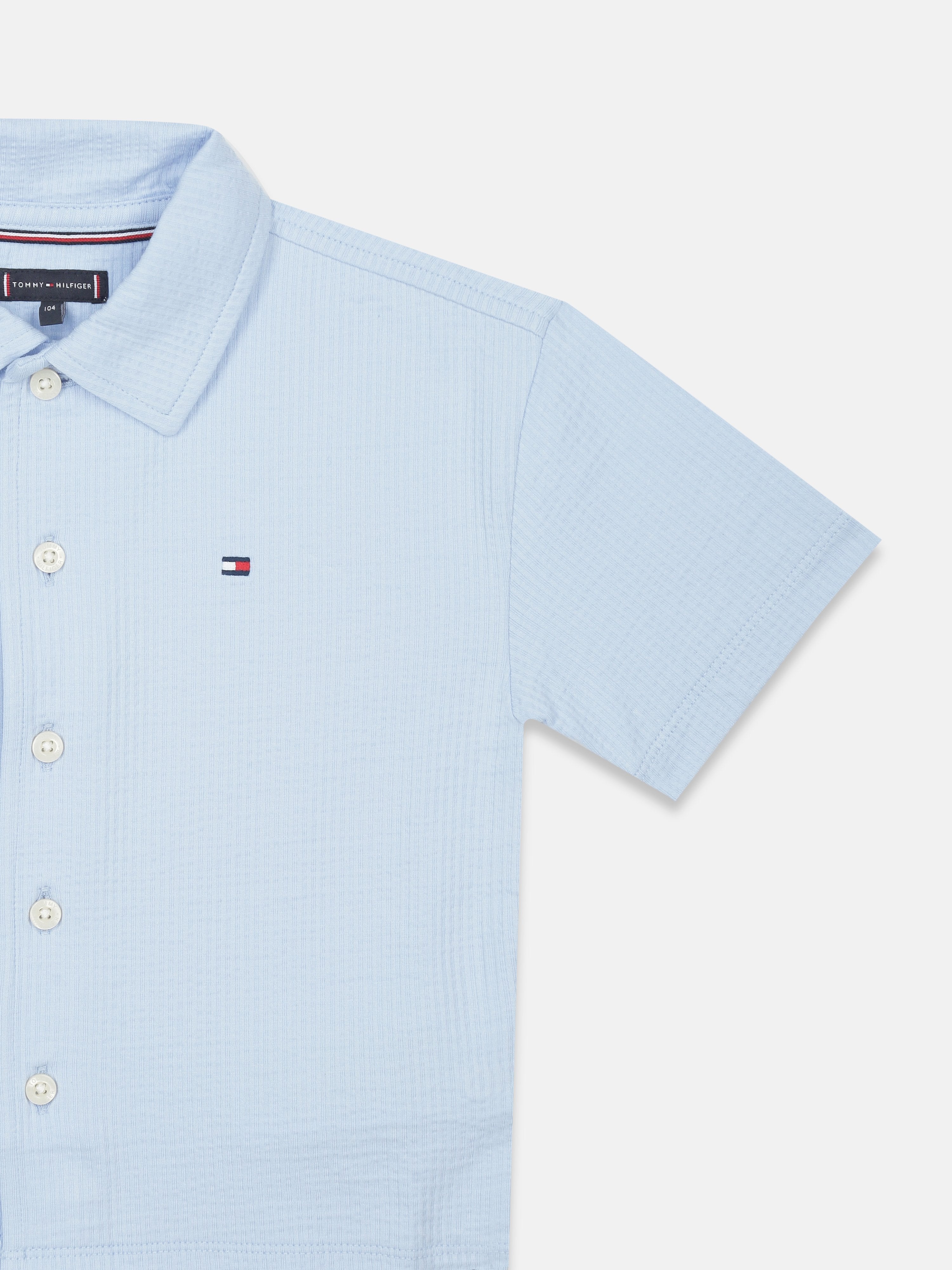 Boys Blue Self Design Cotton Shirt