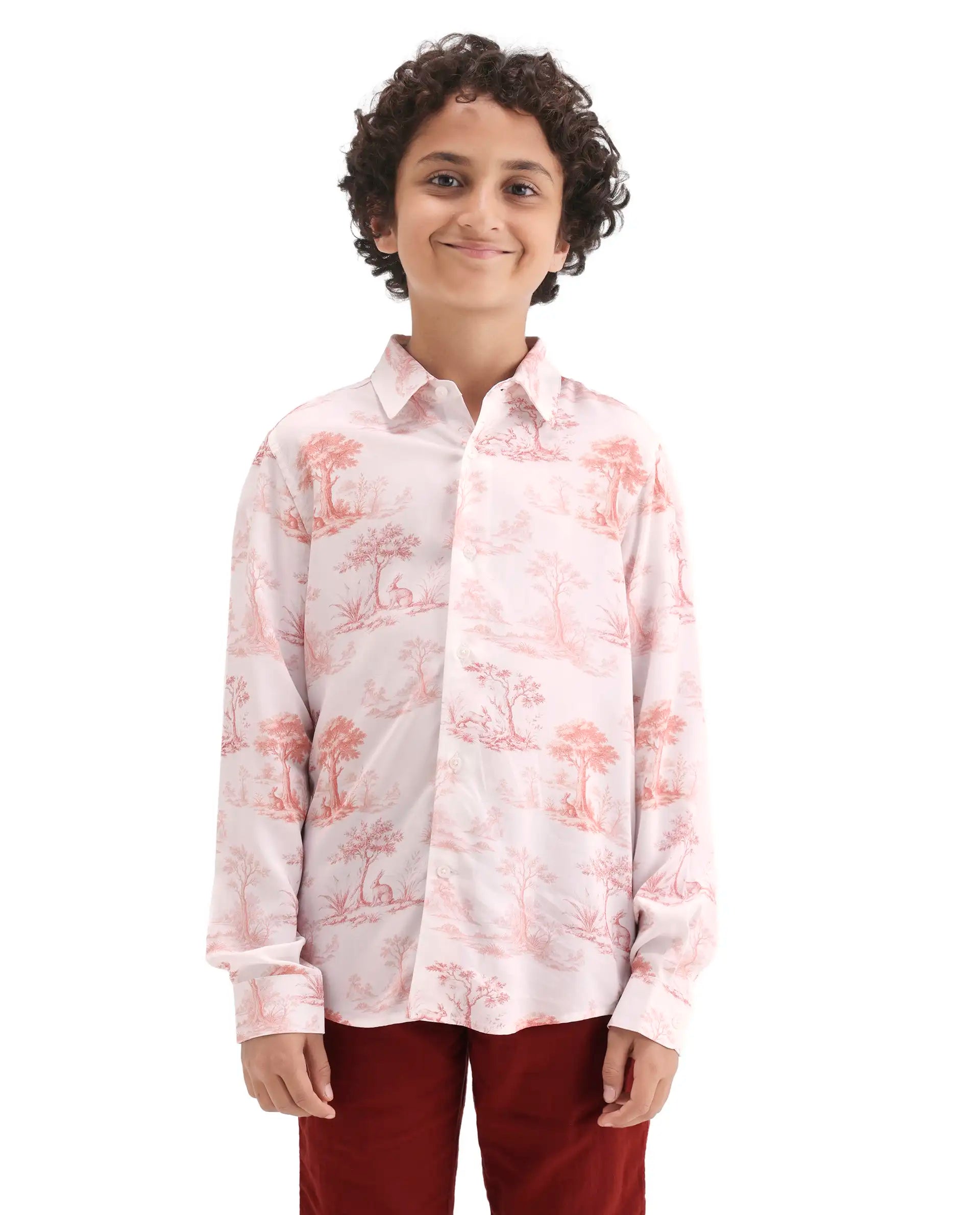 Rare Ones Boys Rust Viscose Regular Fit Casual Shirt