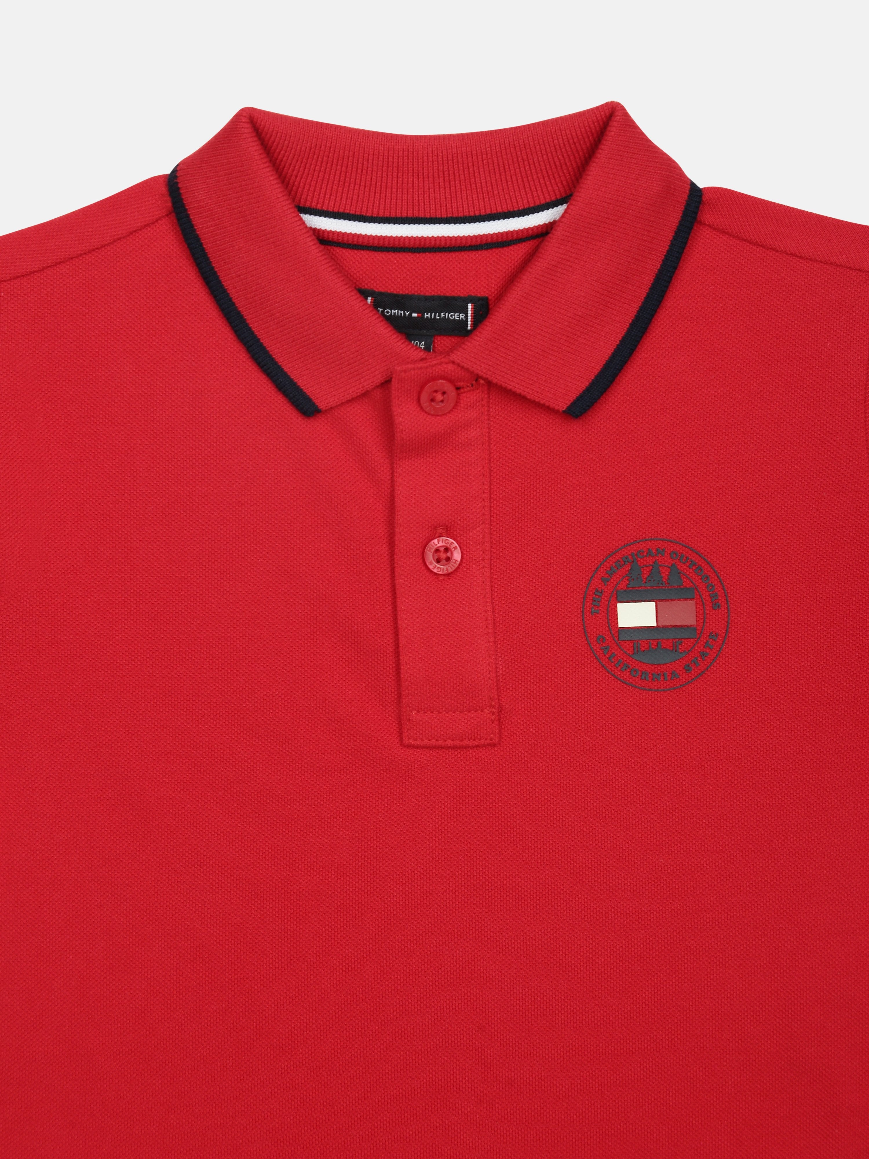 Boys Red Solid Cotton Polo T-Shirt
