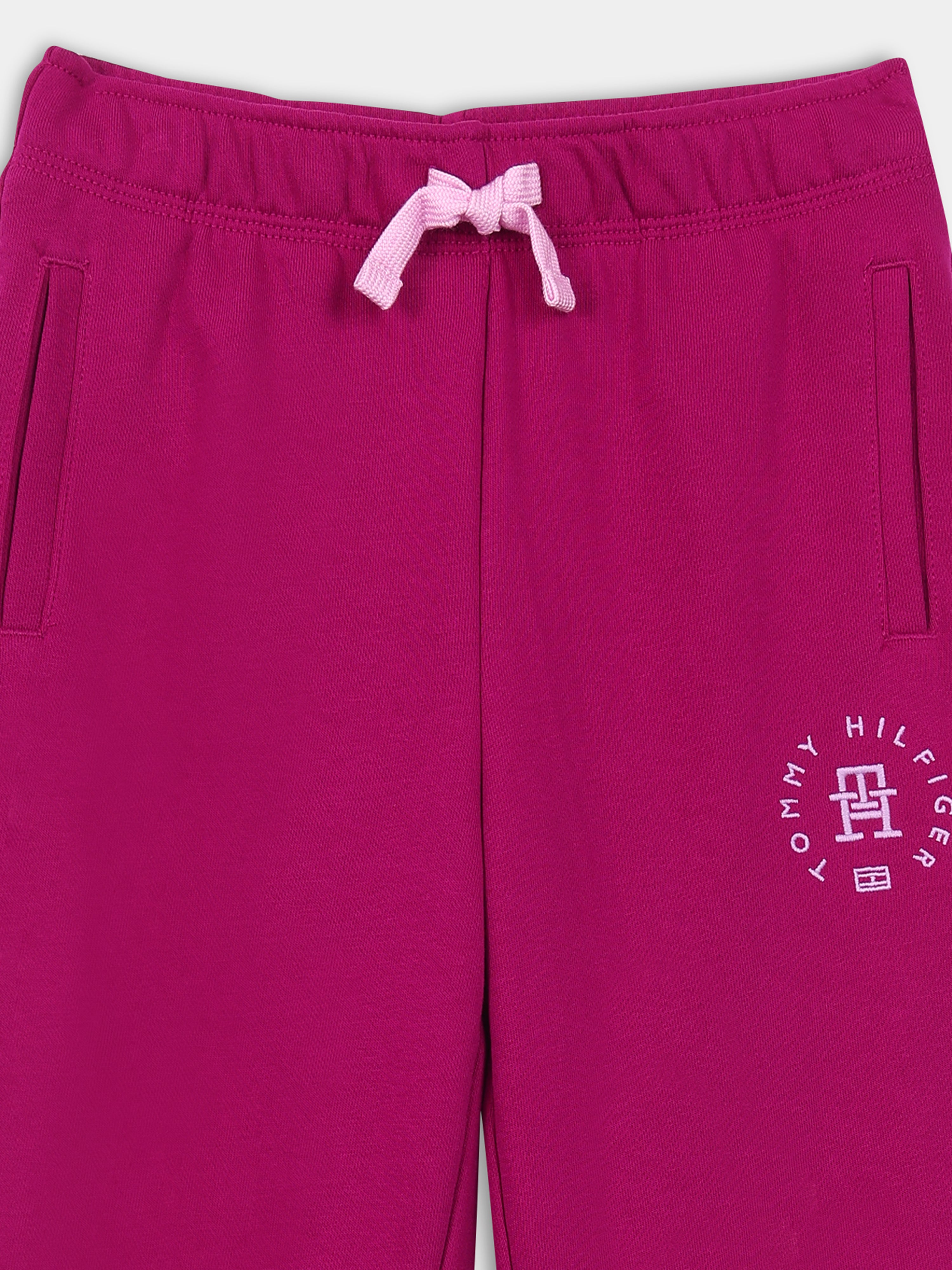 Girls Pink Cotton Blend Casual Drawstring Bottom