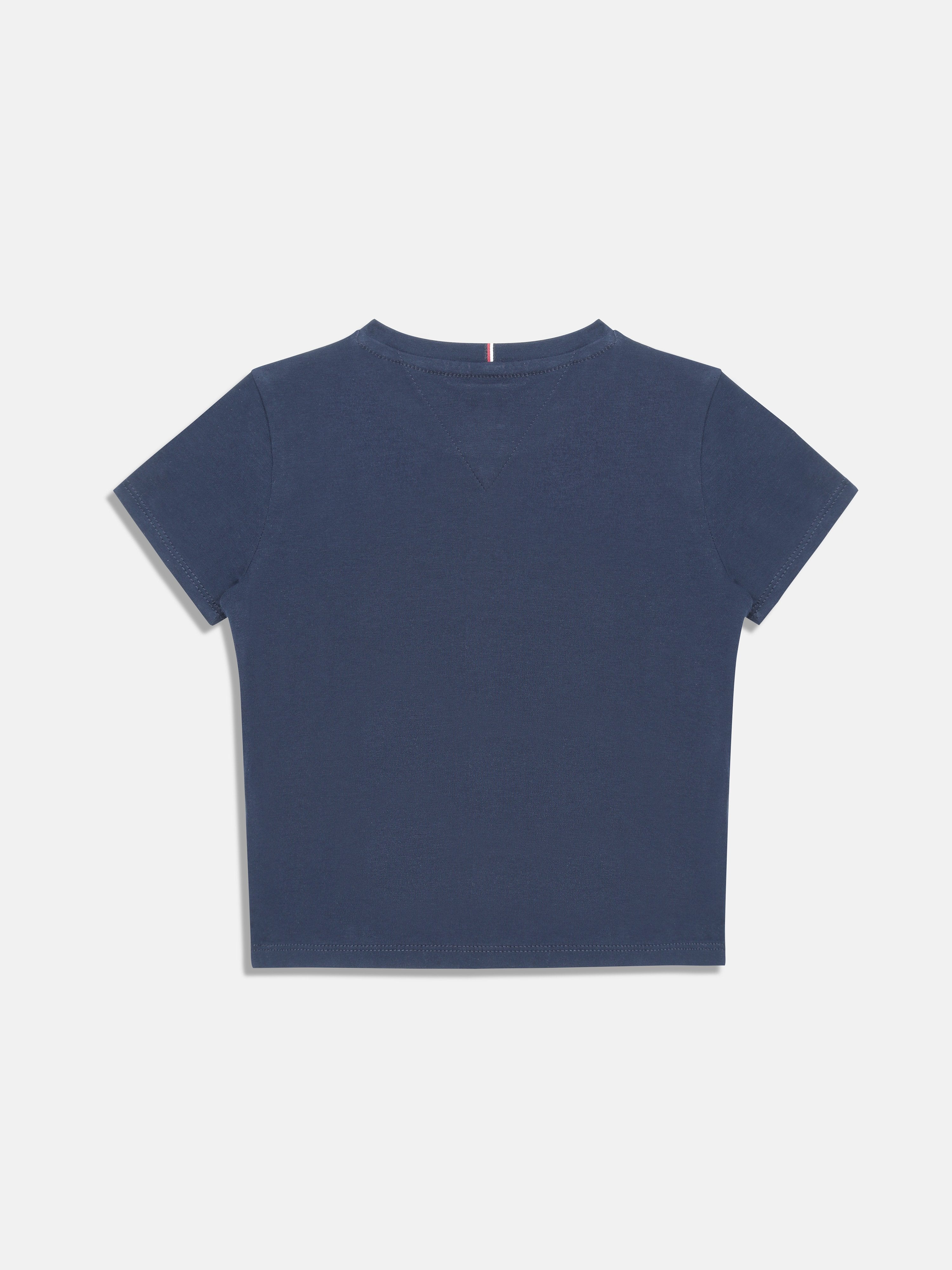 Boys Navy Solid Crew Neck Knit T-Shirt