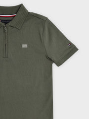 Girls Grey Polo Collar Cotton Blend Casual Knit Top