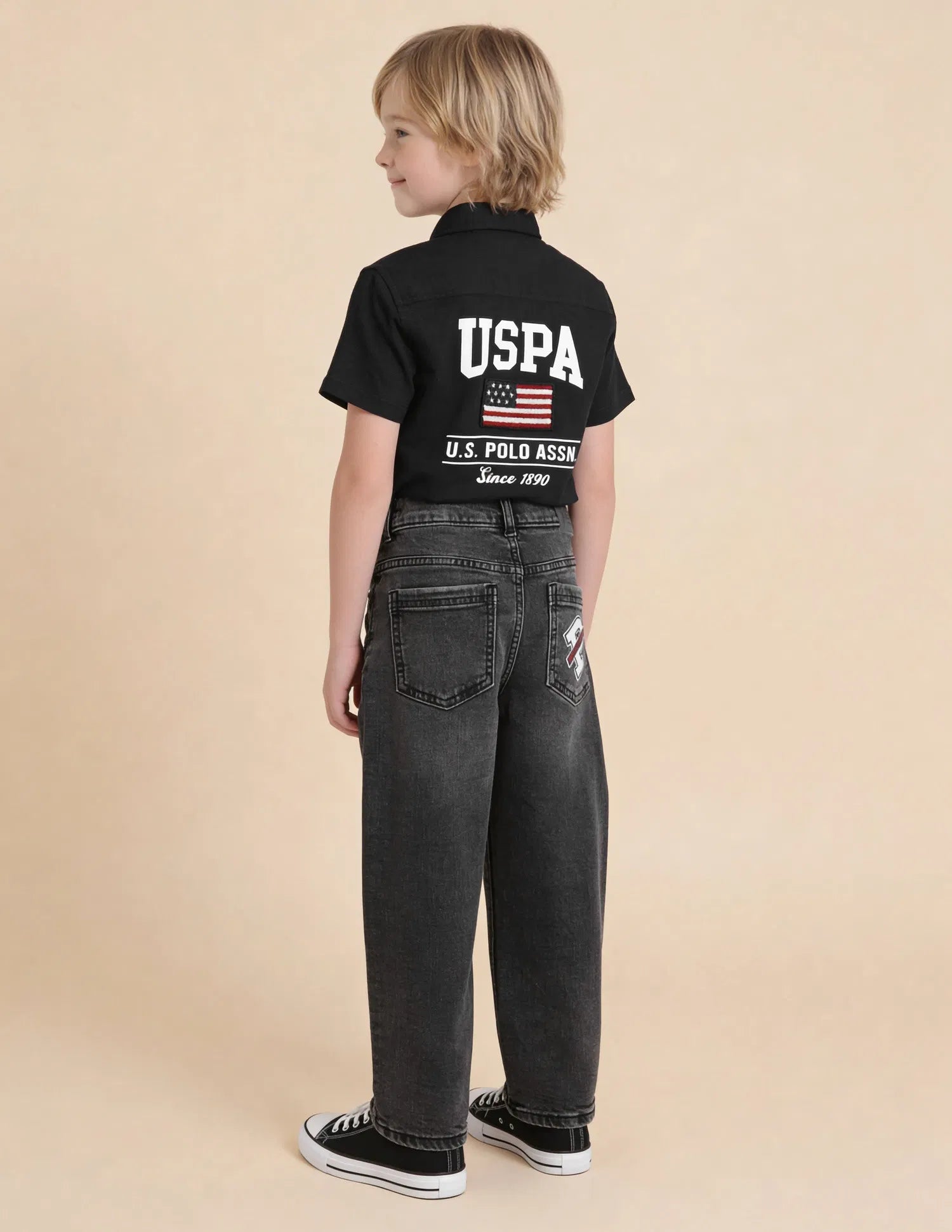 Boys Navy Relaxed Fit Cotton Jeans