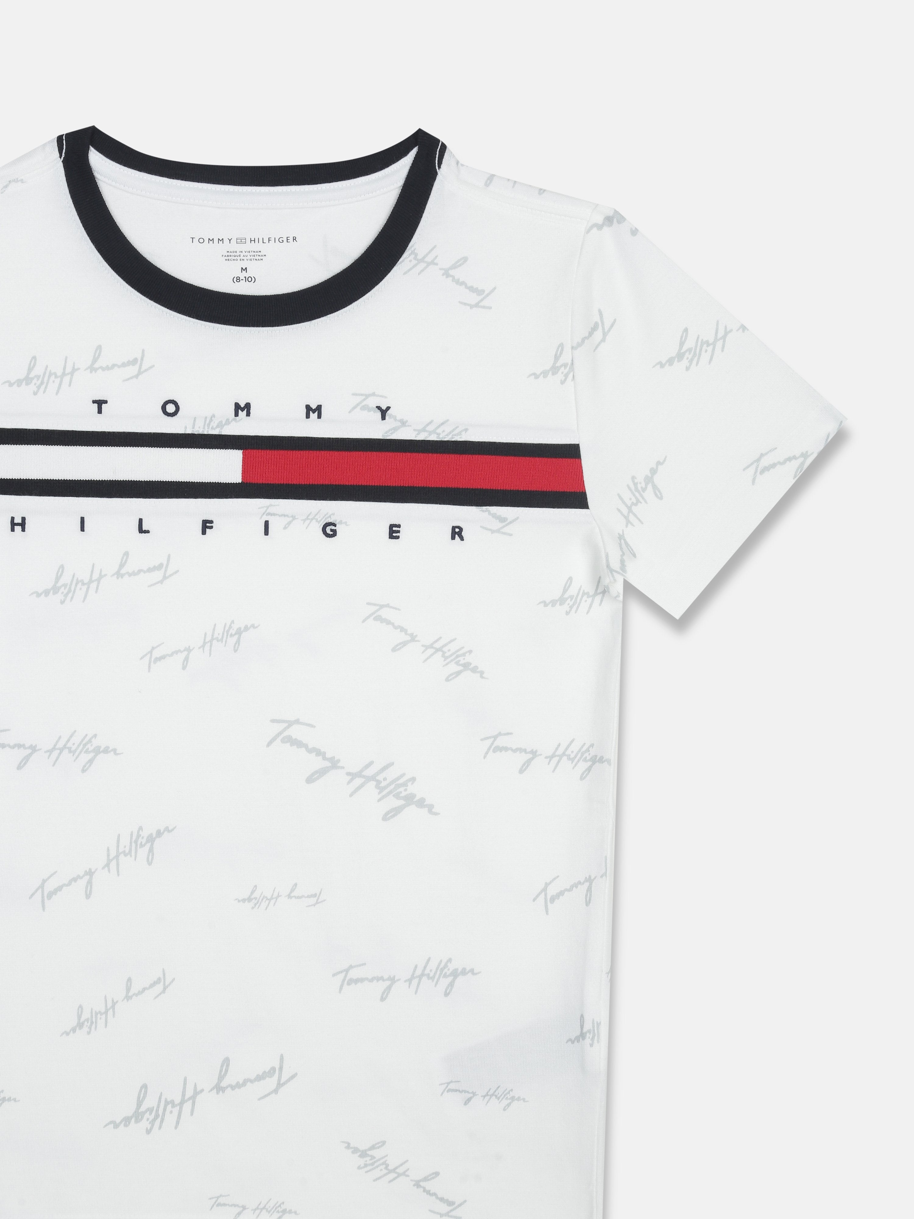 Boys Optic White Logo Cotton Regular Fit T-Shirt
