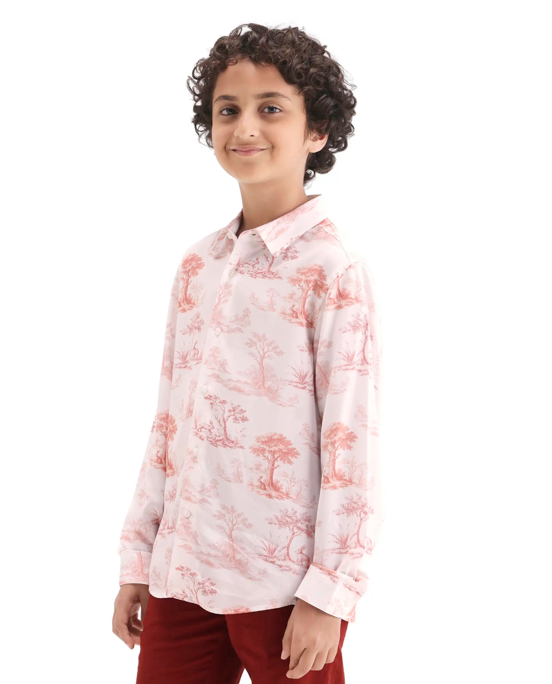 Rare Ones Boys Rust Viscose Regular Fit Casual Shirt
