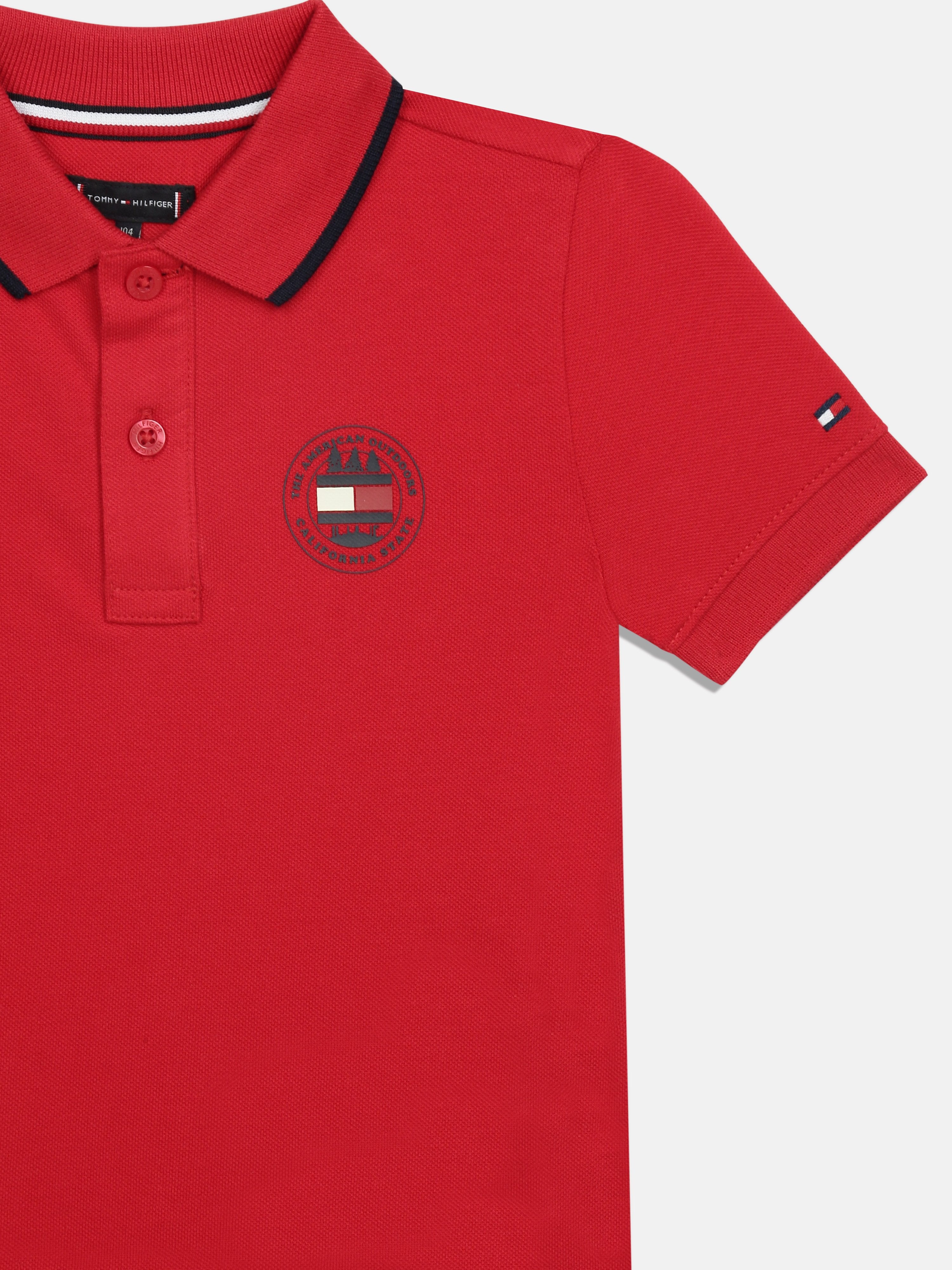 Boys Red Solid Cotton Polo T-Shirt