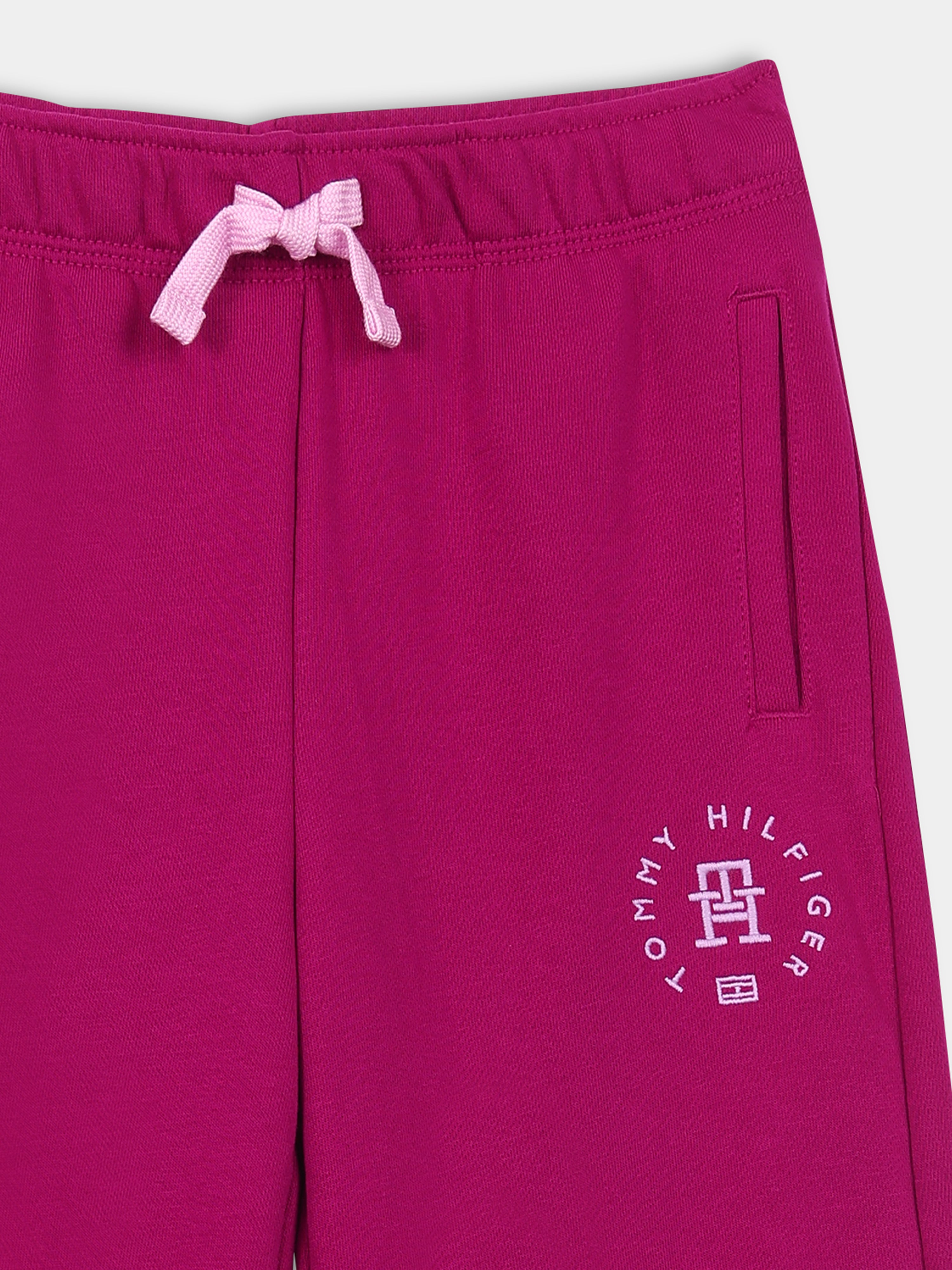 Girls Pink Cotton Blend Casual Drawstring Bottom