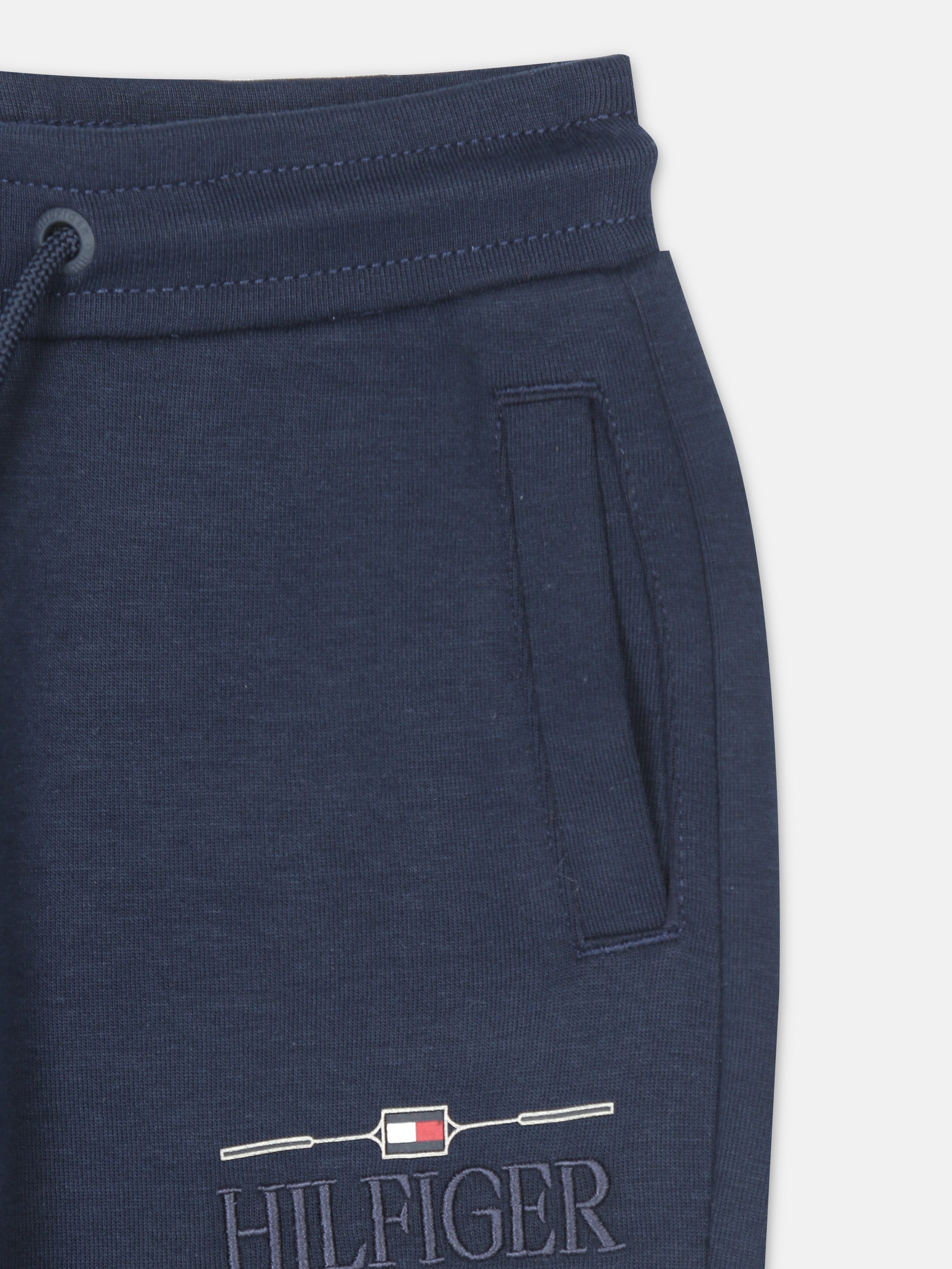 Boys Blue Logo Regular Fit Snap Closure Knit Bottom