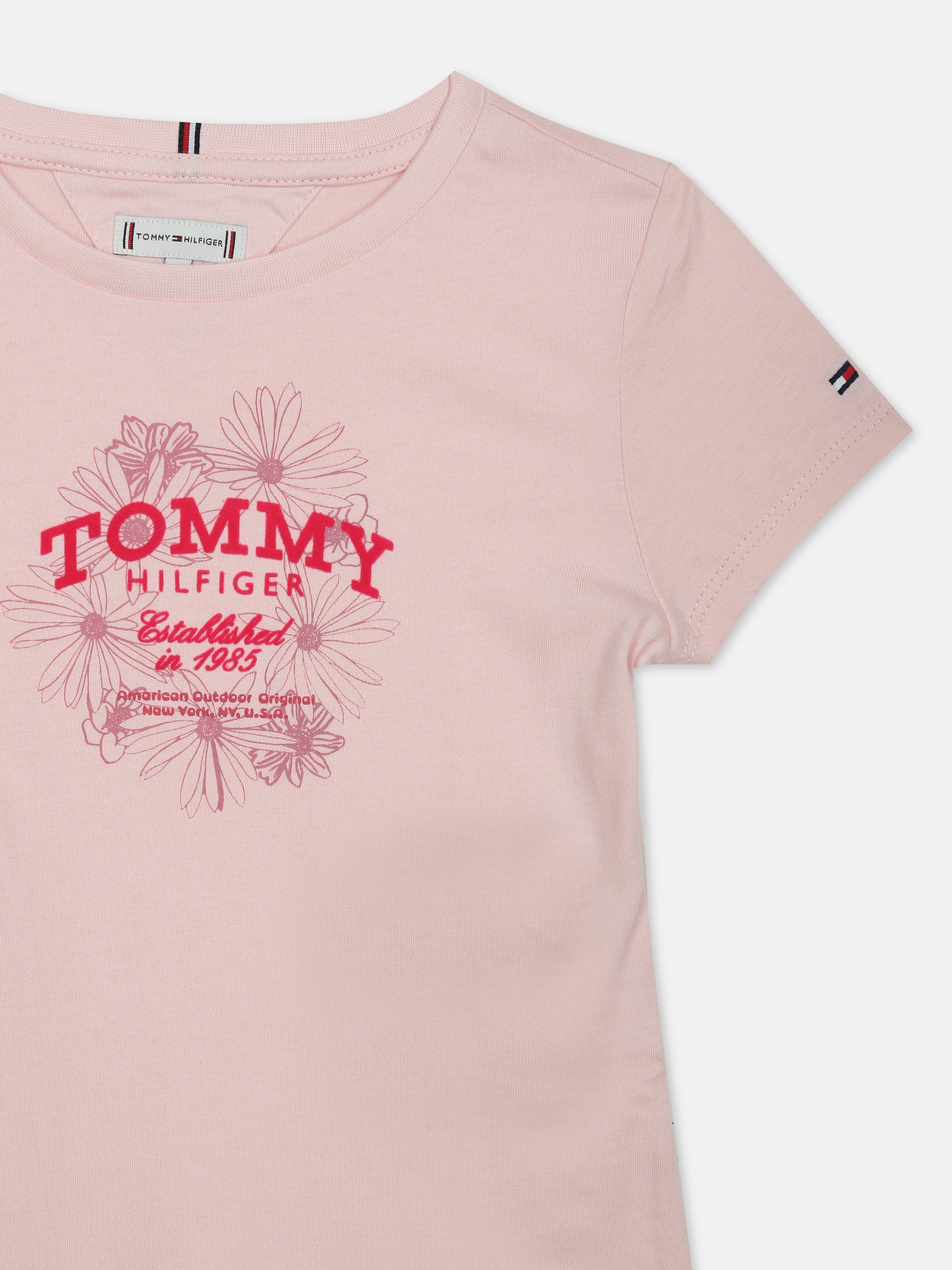 Girls Pink Graphic Regenerative Cotton Casual Knit Top