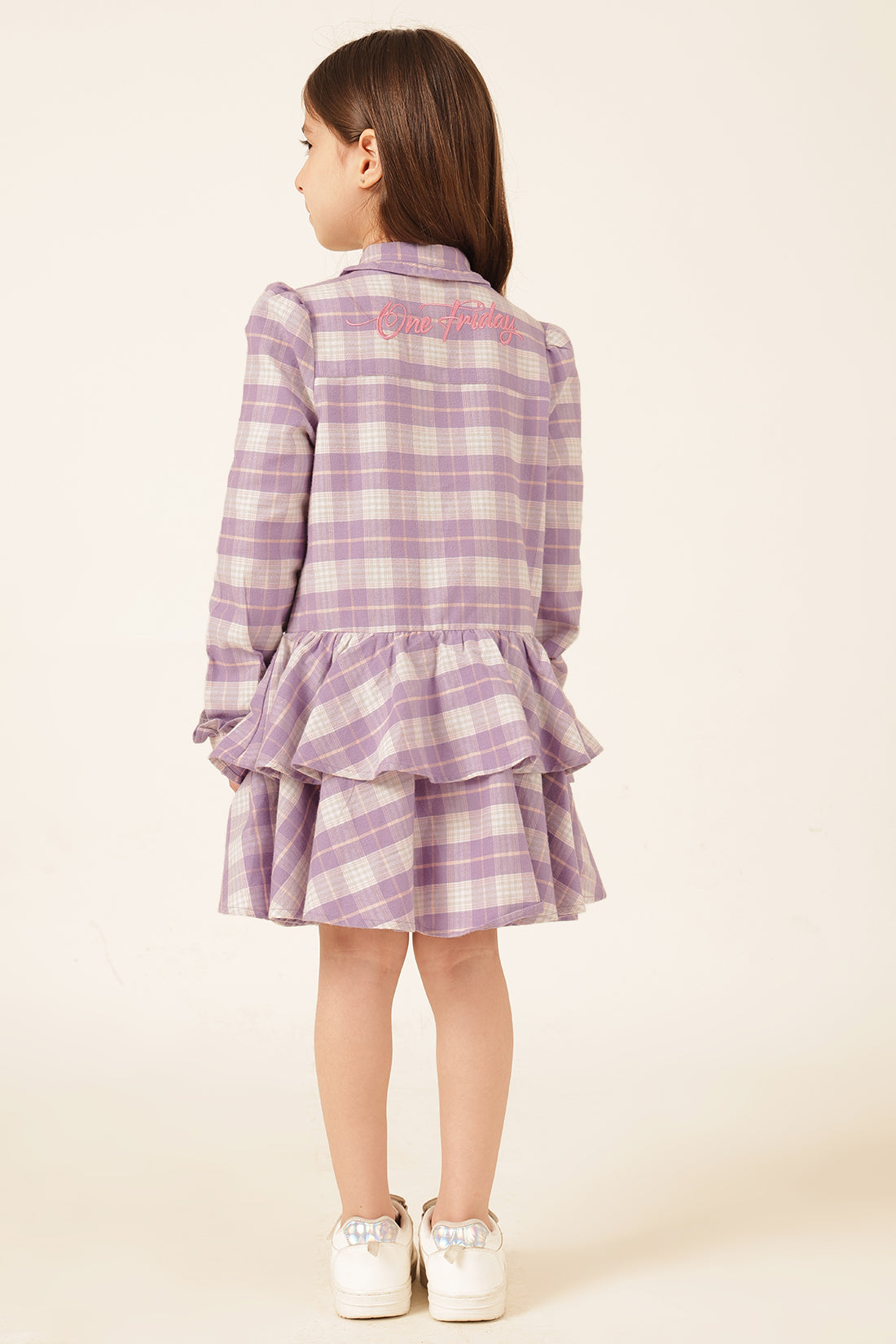 Girls Multi Checked Yarn Dyed Woven Dress