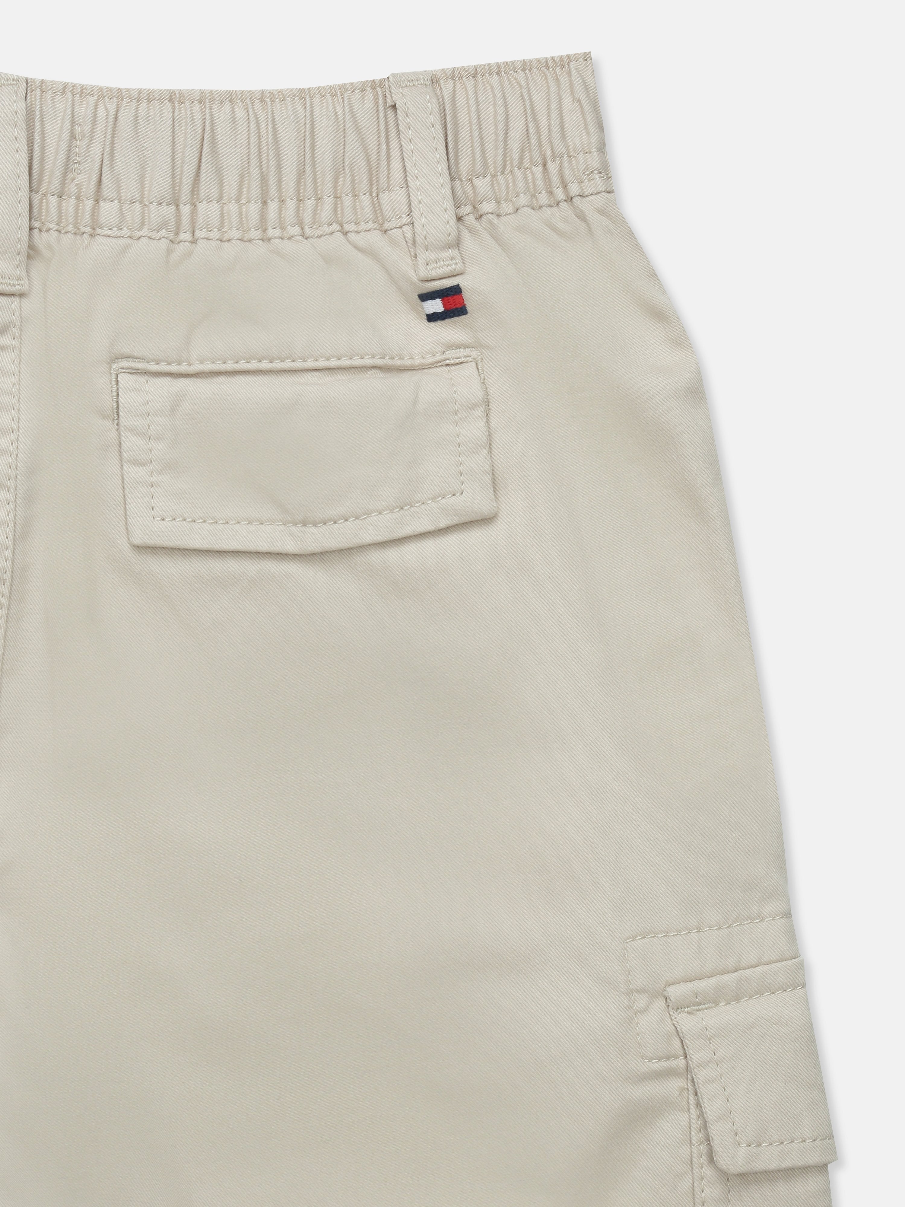 Boys Off White Solid Relaxed Fit Casual Cotton Pants