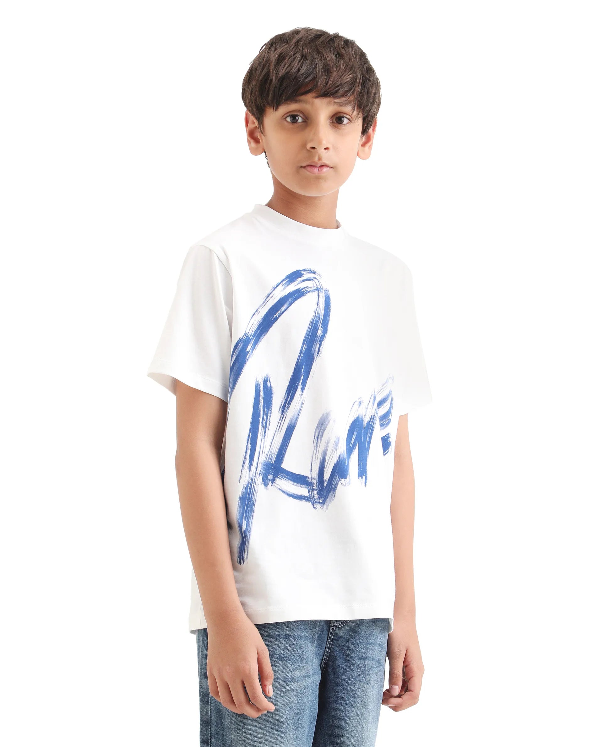 Rare Ones Boys White Pigment Print Regular Fit T-Shirt