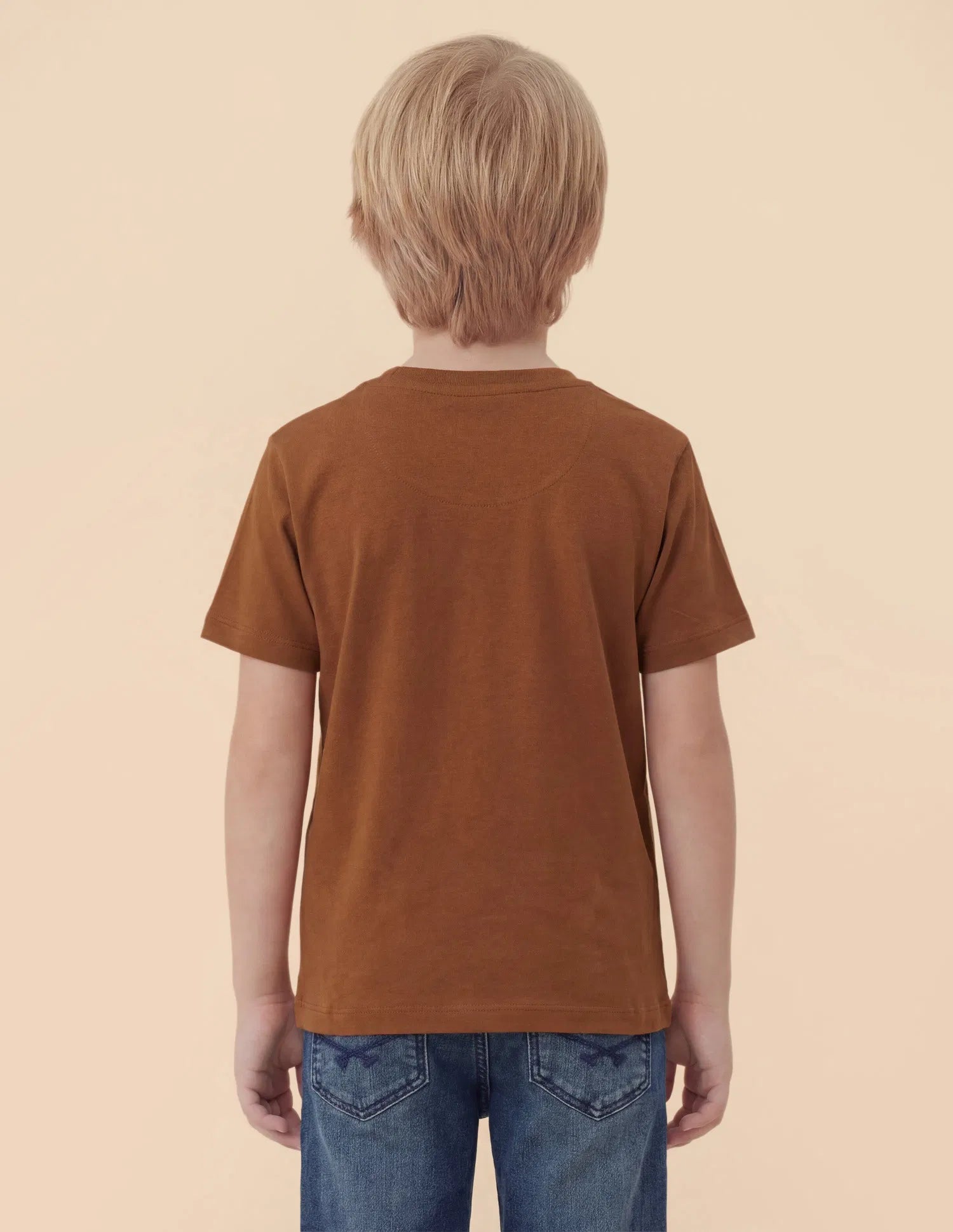 Boys Rust Cotton Graphic Print Regular Fit T-Shirt