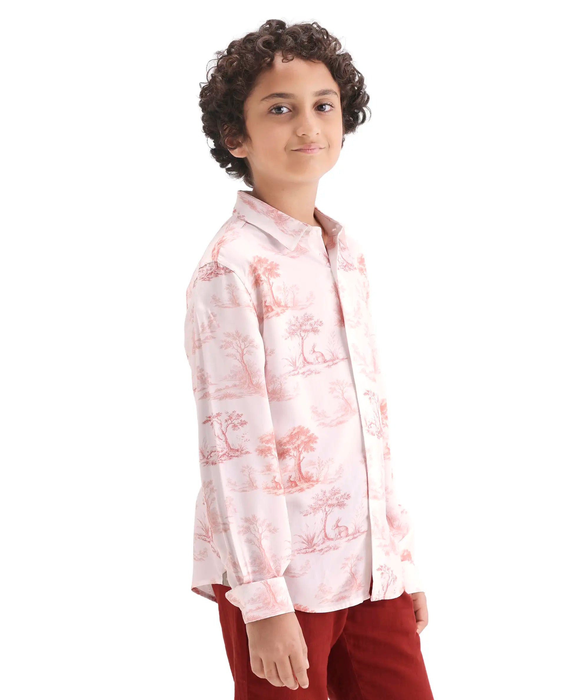 Rare Ones Boys Rust Viscose Regular Fit Casual Shirt