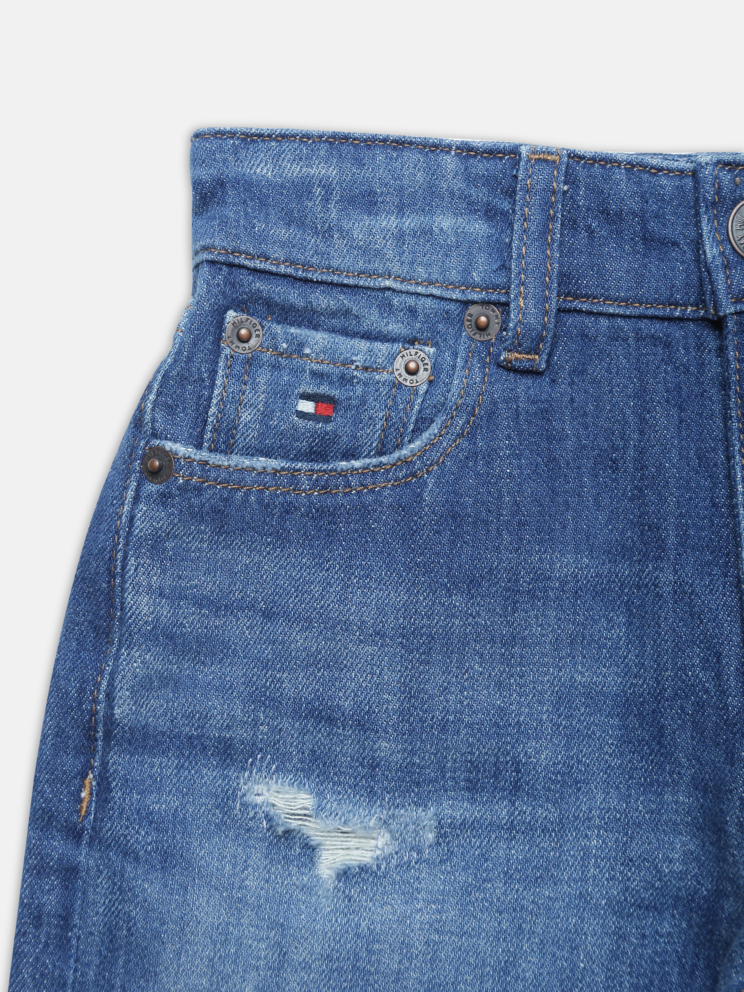 Girls Blue Loose Fit Cotton Blend Casual Denim Jeans