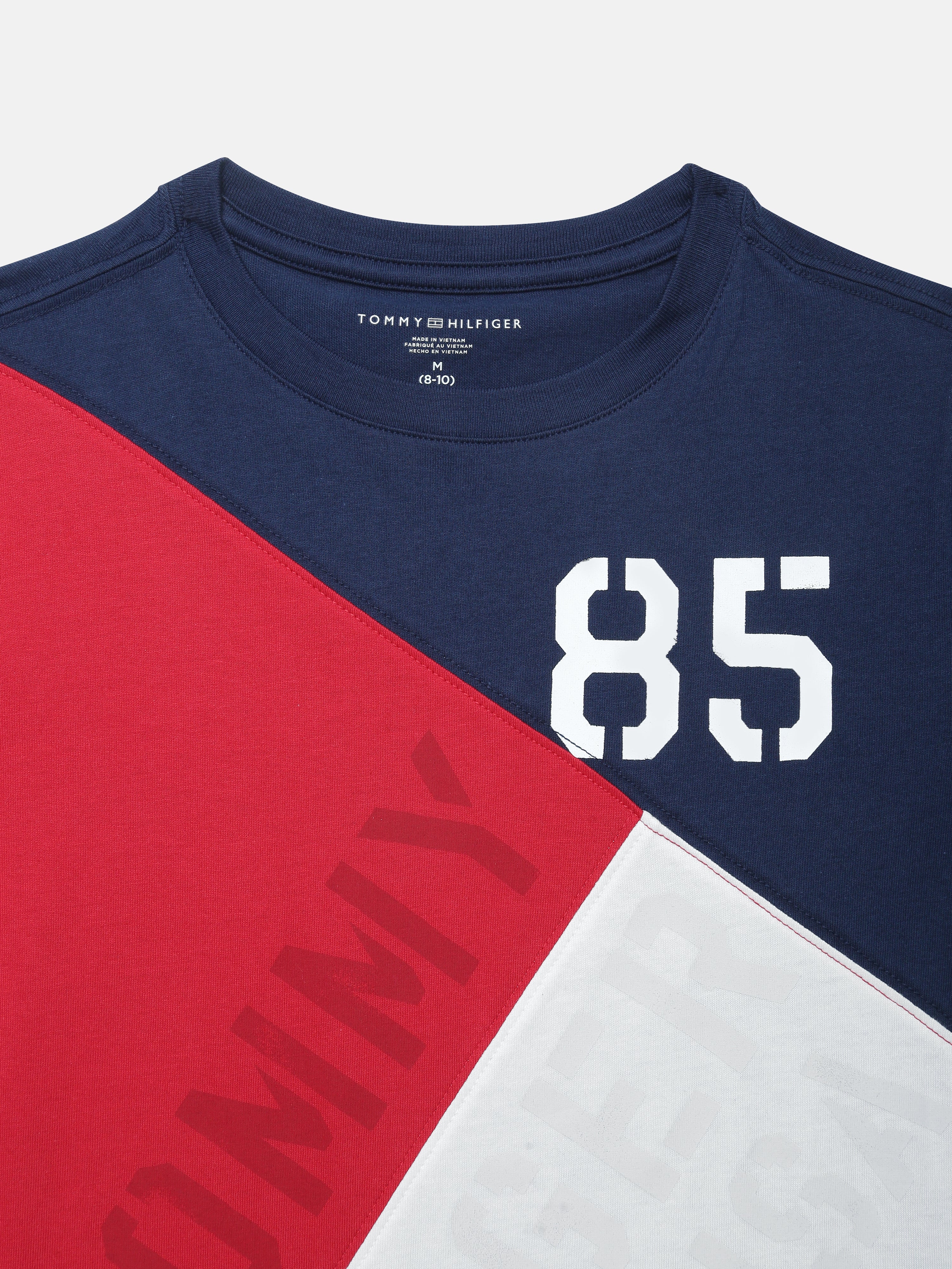 Boys Navy Cotton Colorblock Casual Knit T-Shirt