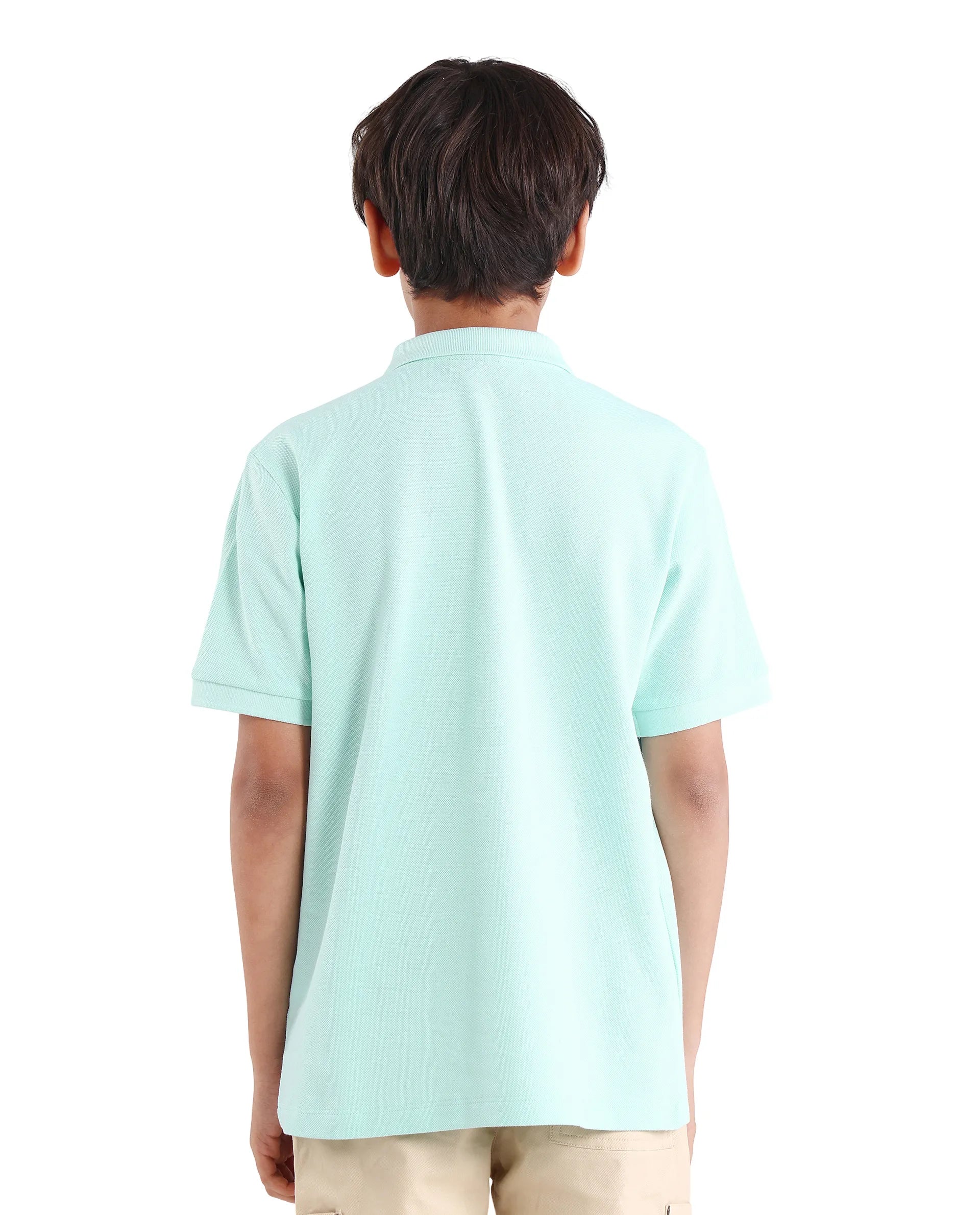 Rare Ones Boys Fluorescent Blue Pigment Print Cotton Polo