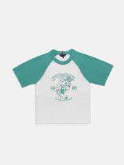 Boys White Graphic Crew Neck Regular Fit Cotton Knit Top