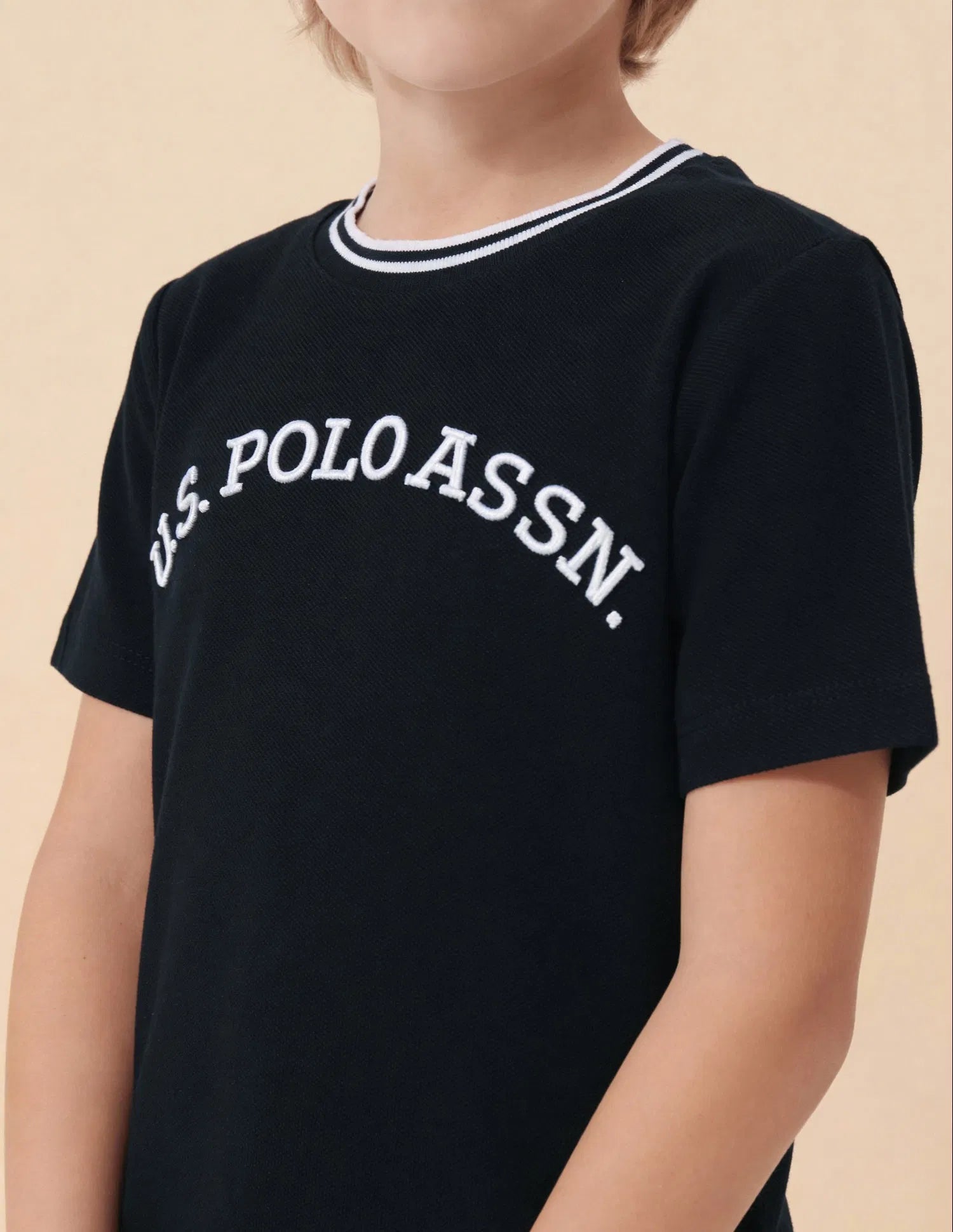 Boys Navy Cotton Logo Regular Fit T-Shirt
