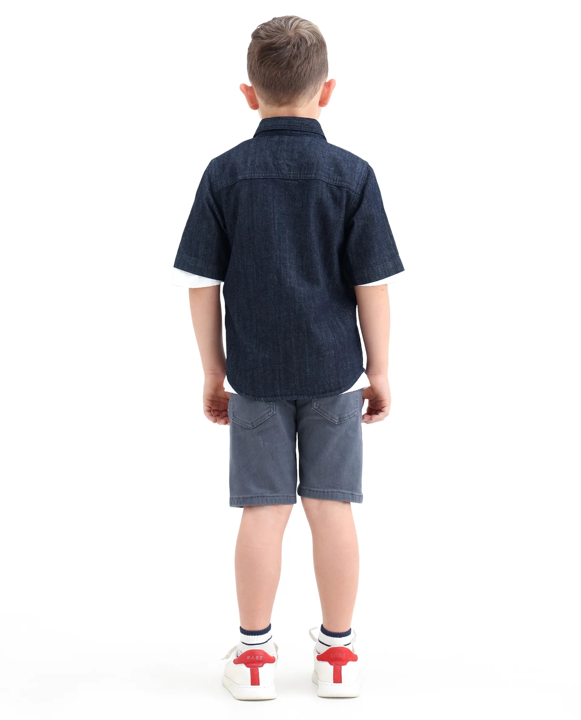 Rare Ones Boys Dell Grey Regular Fit Cotton Blend Shorts