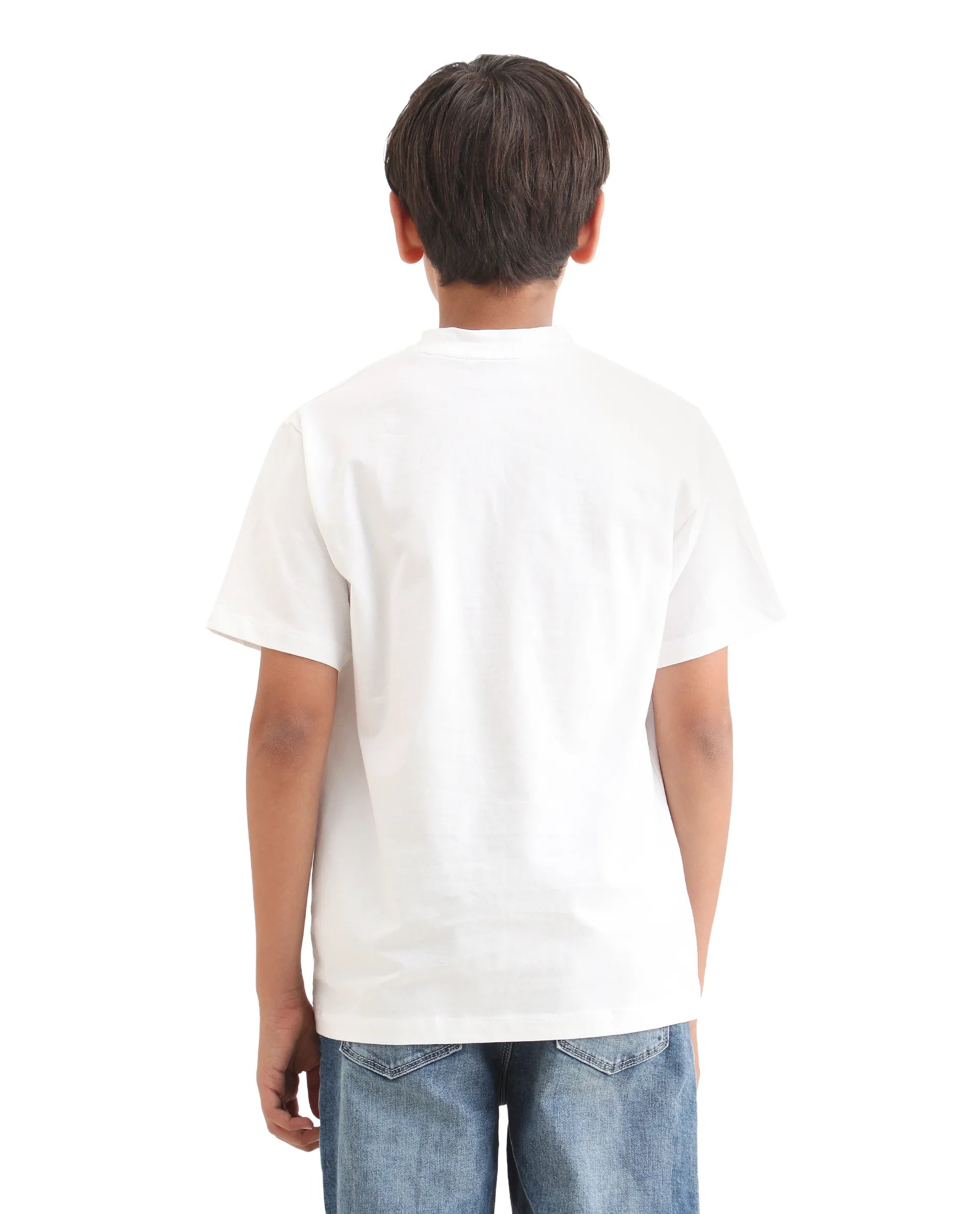 Rare Ones Boys White Pigment Print Regular Fit T-Shirt