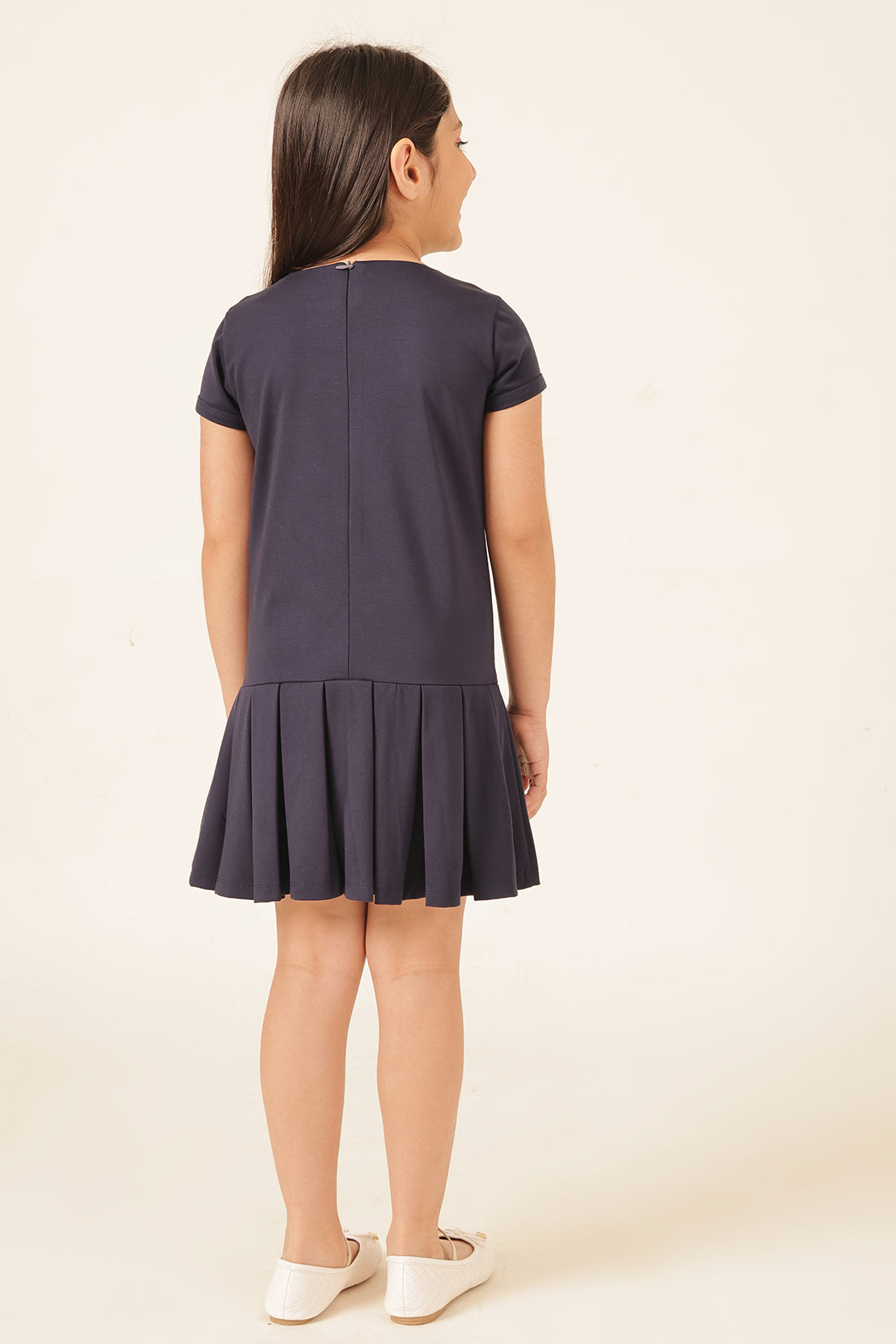 Girls Navy Blue Tencel Lycra Formal Dress
