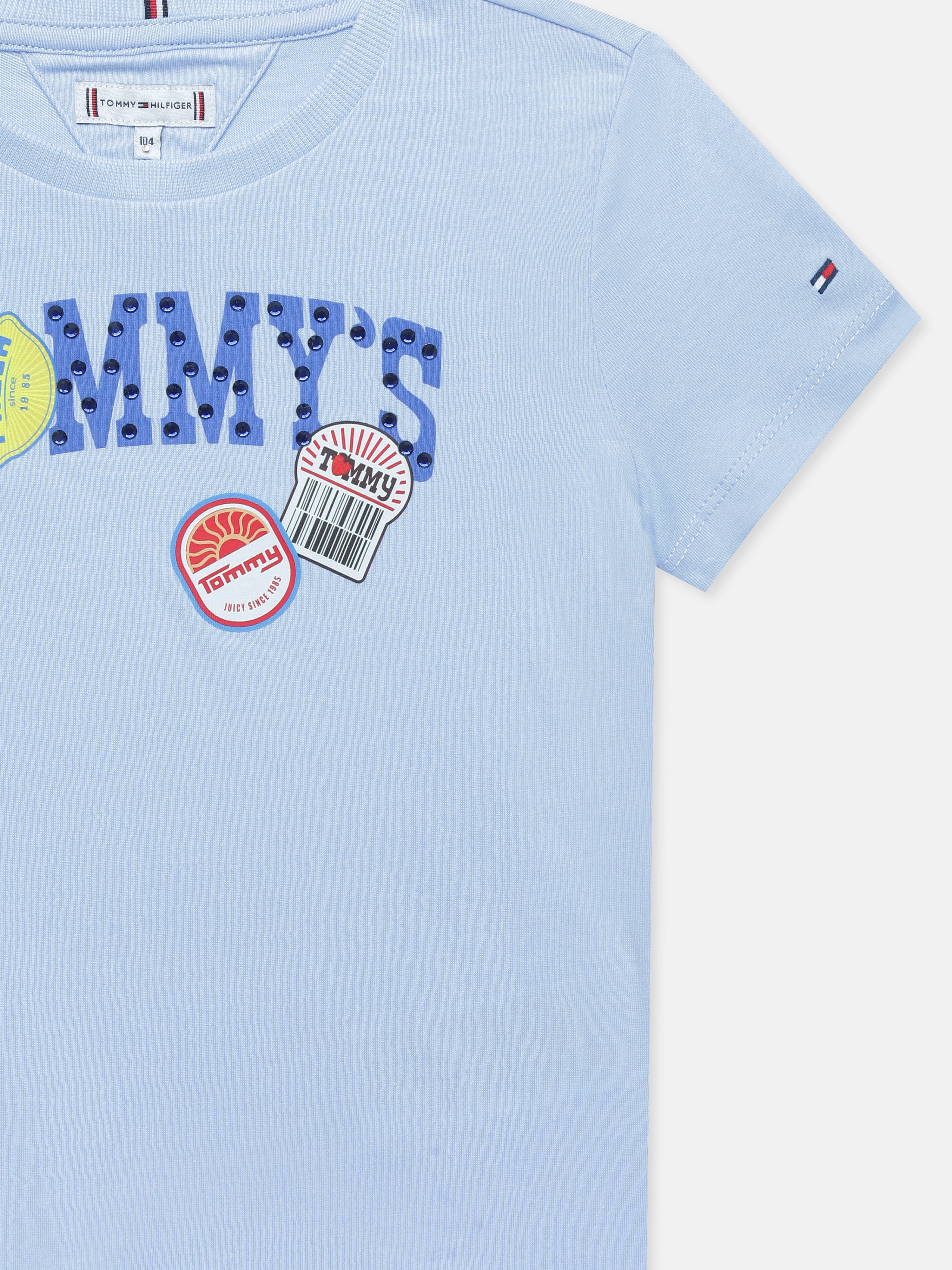 Girls Blue Graphic Regenerative Cotton Casual Knit Top