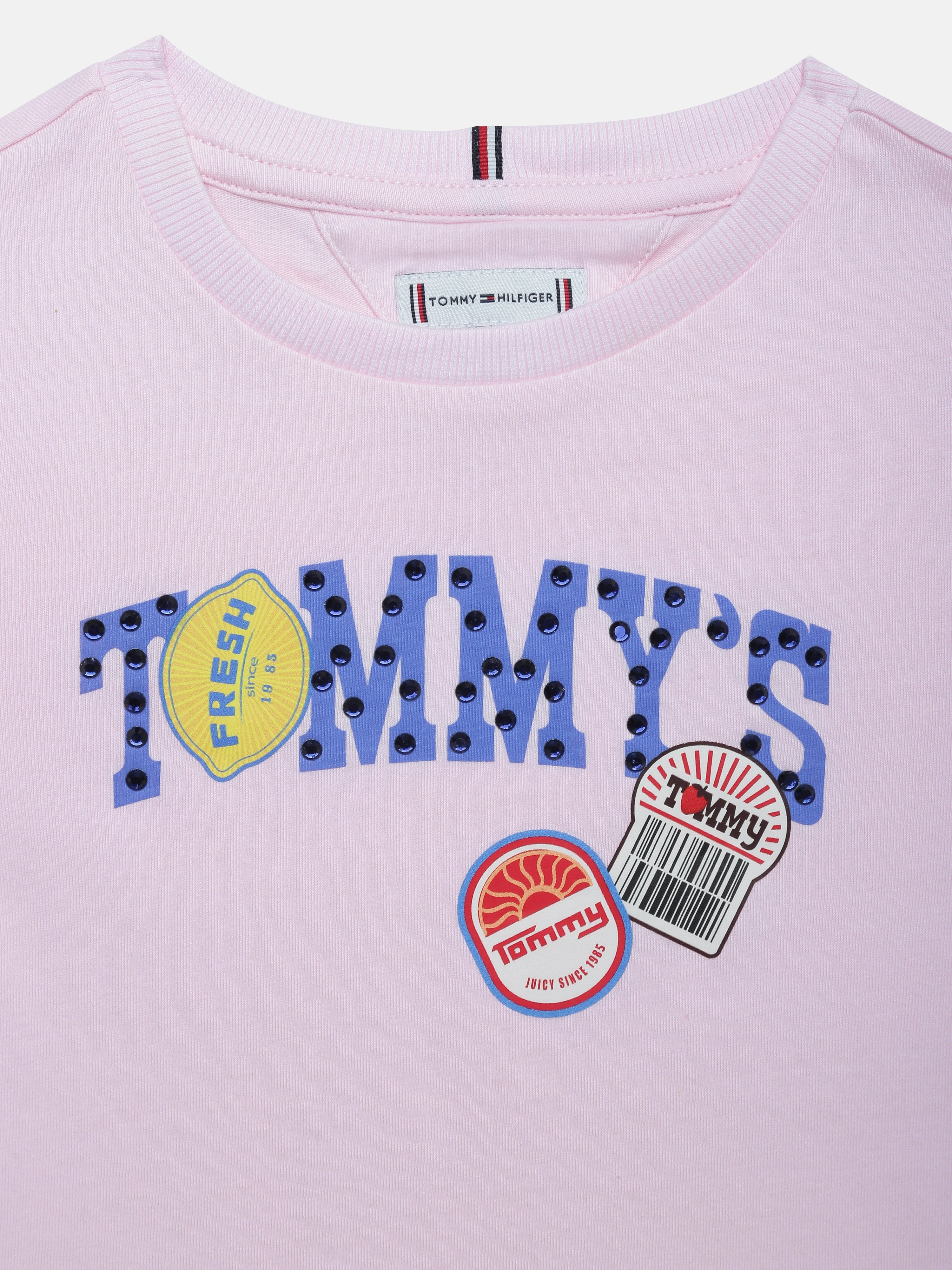 Girls Pink Crew Neck Logo Knit T-Shirt