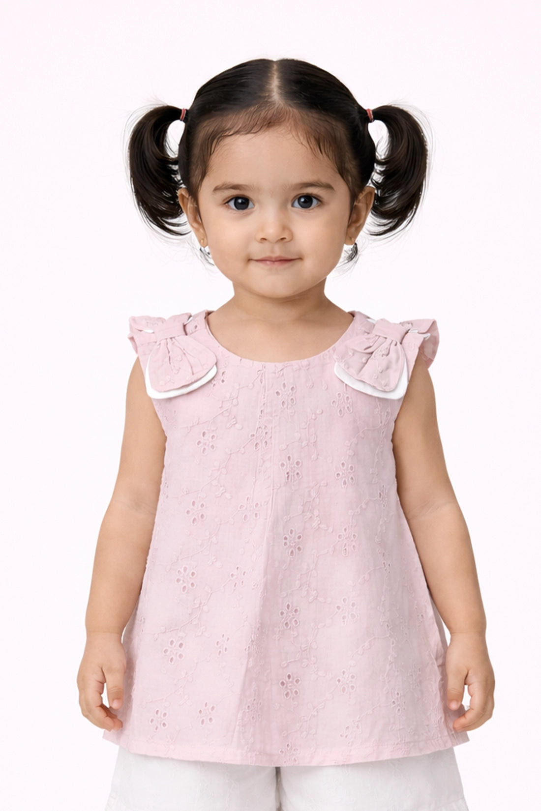 Baby Girls Pink Schiffli Cotton Party Dress