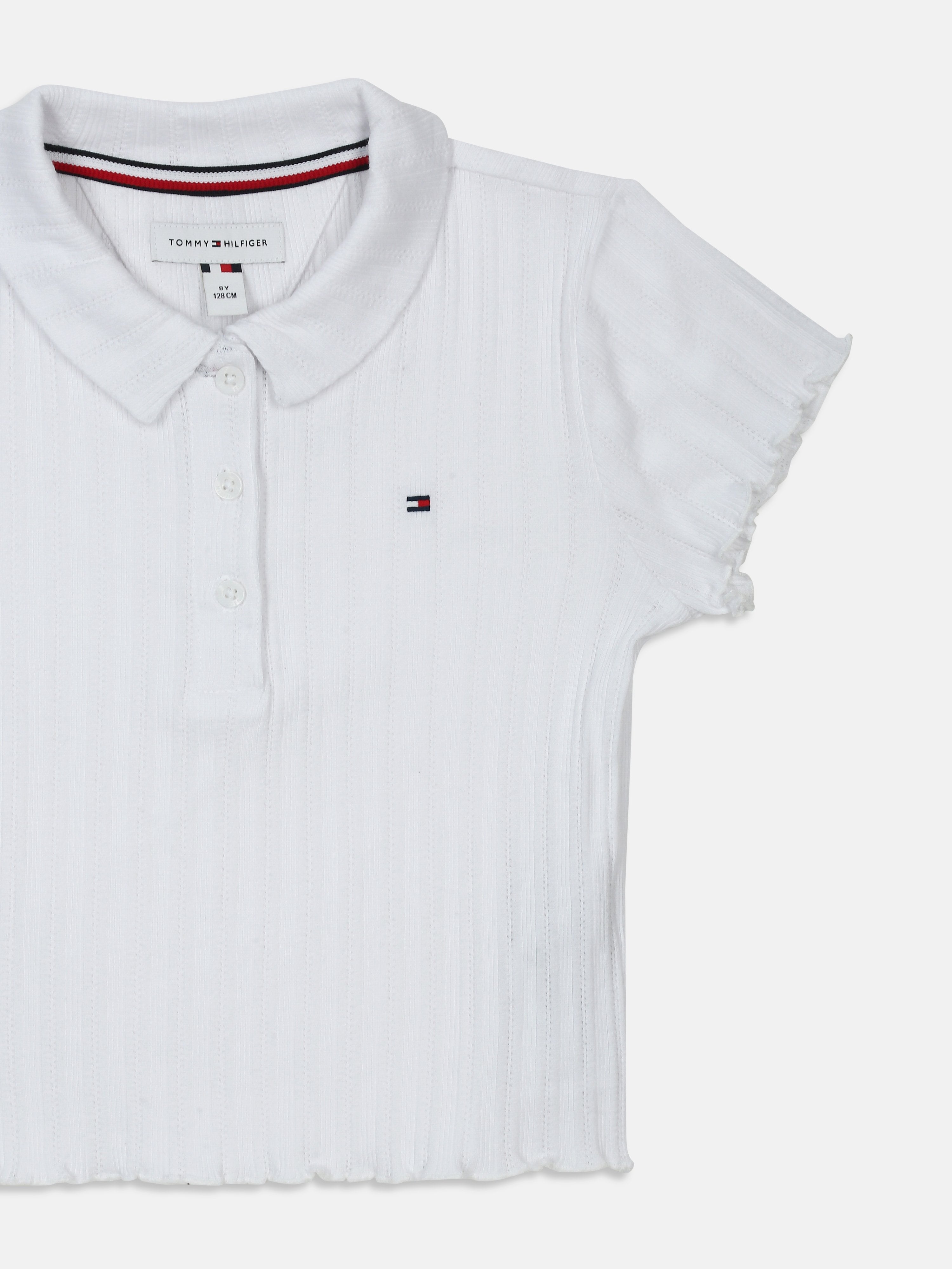 Textured Polo T-Shirt for Girls White