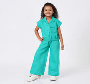 Elasticated Top & Paper Bag Trouser Set Green