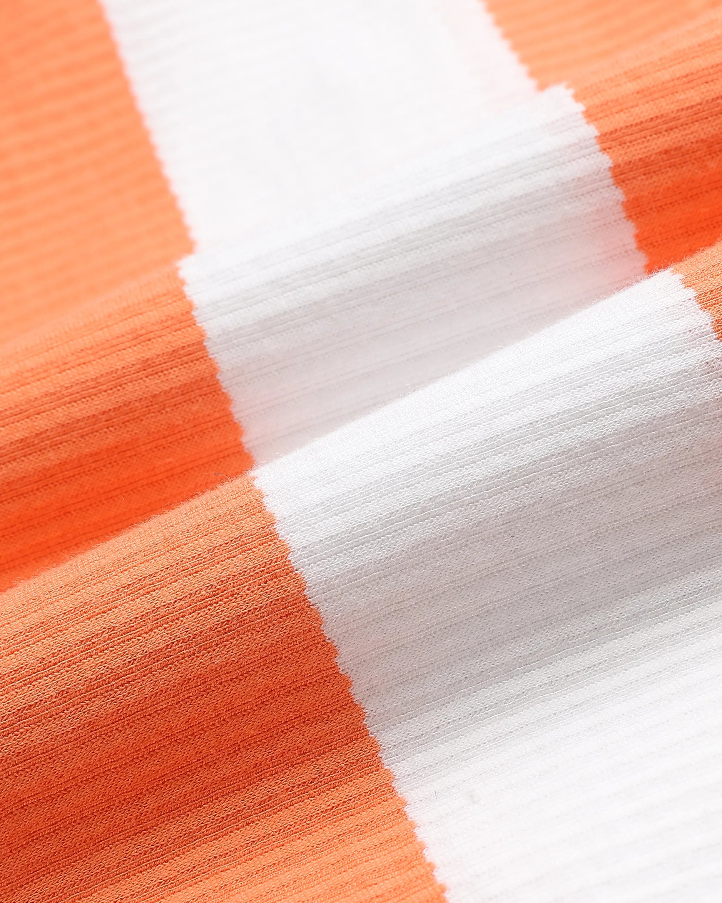 Boys Orange Cotton Blend Vertical Striped Regular Fit Polo Shirt