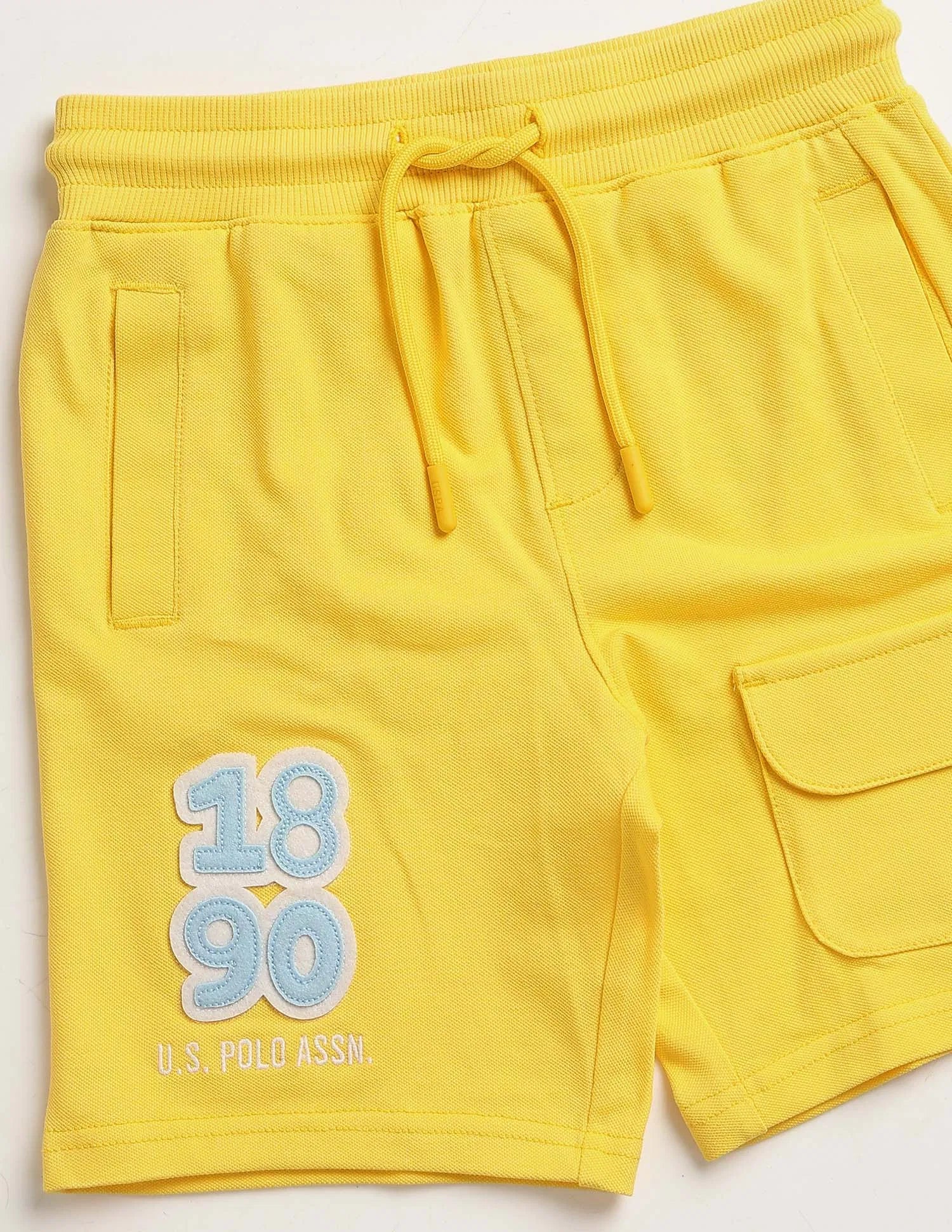 Boys Light Yellow Cotton Embroidered Shorts Regular Fit