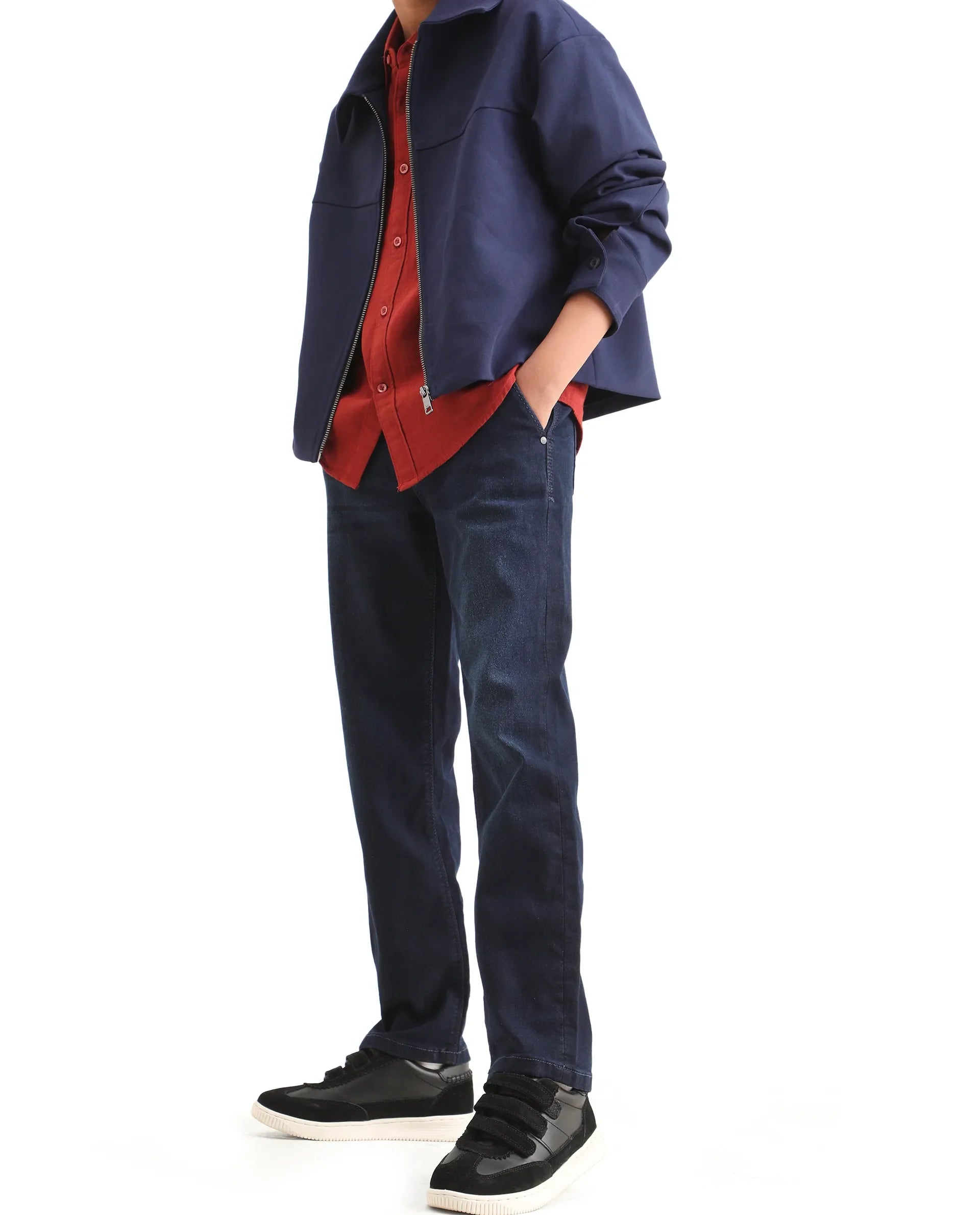 Boys Blue Regular Fit Cotton Blend Jeans