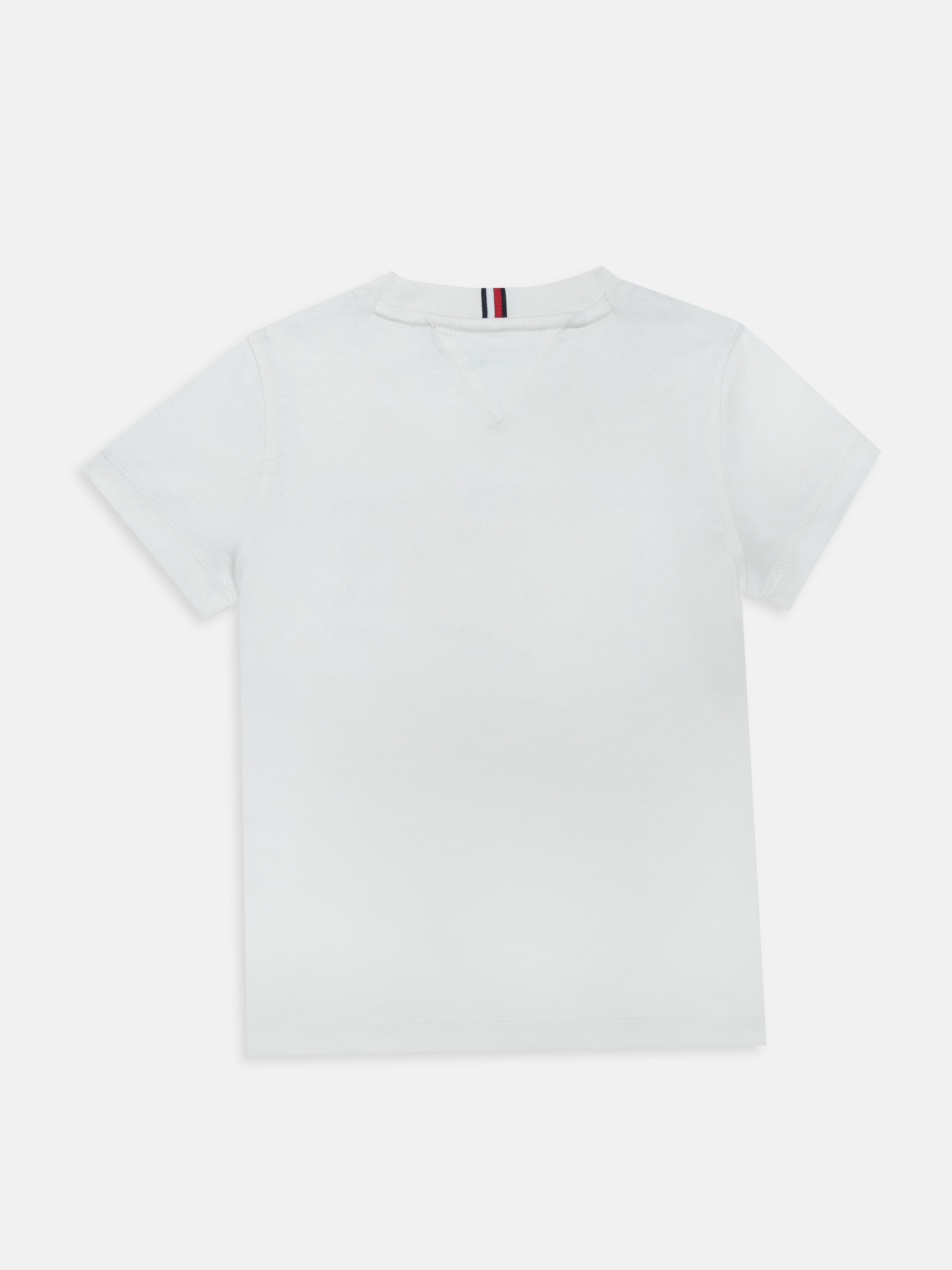 Boys White Logo Crew Neck Regular Fit Cotton Knit Top