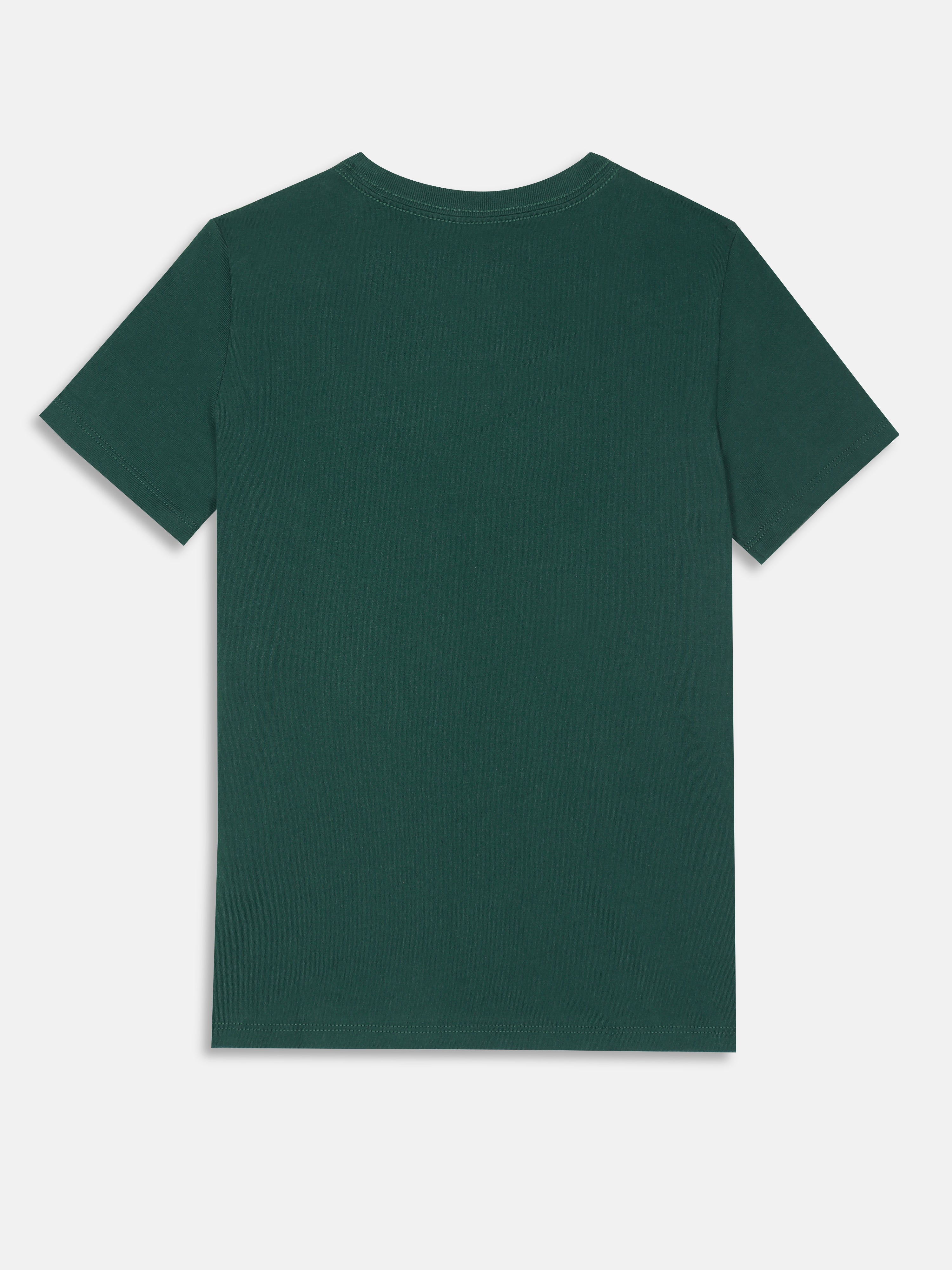 Boys Green Embroidered Logo Cotton T-Shirt