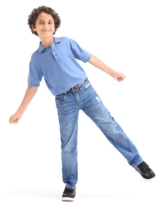 Rare Ones Boys Blue Cotton Regular Fit Polo