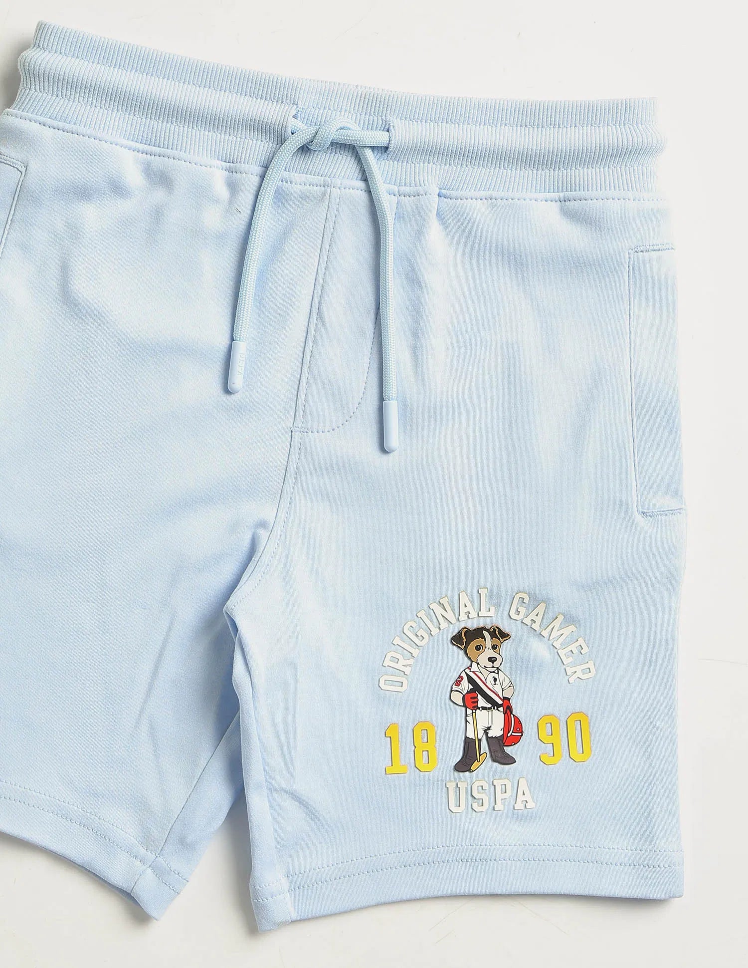 Boys Light Blue Graphic Print Cotton Shorts