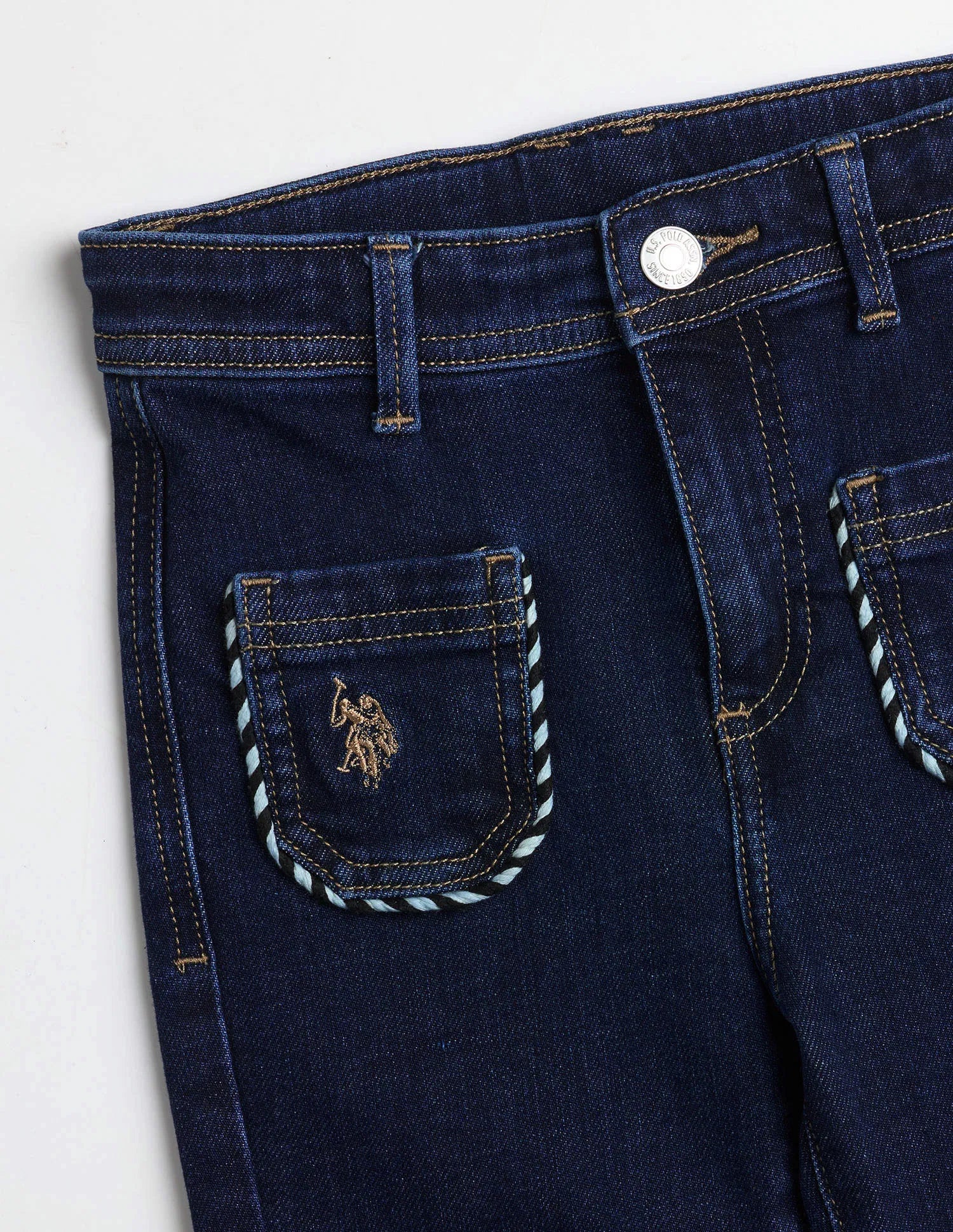 Girls Dark Blue Mid Rise Flared Fit Denim Jeans