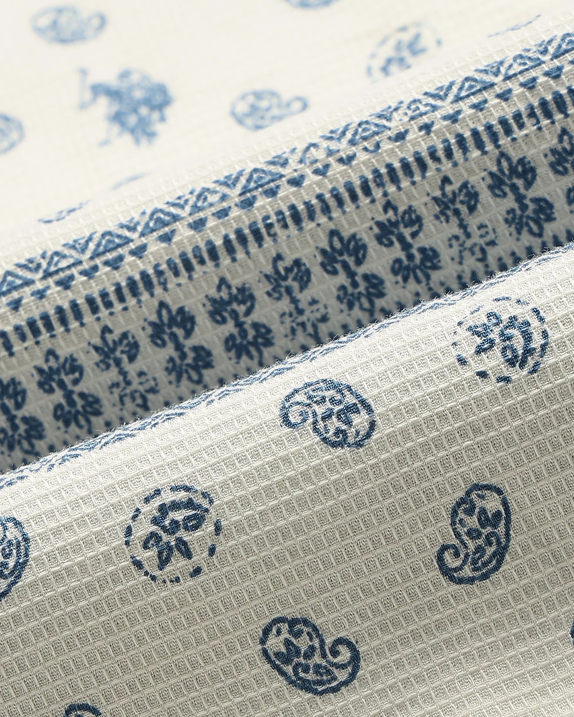 Boys Blue Paisley Printed Cotton Dobby Shirt – Boxy Fit